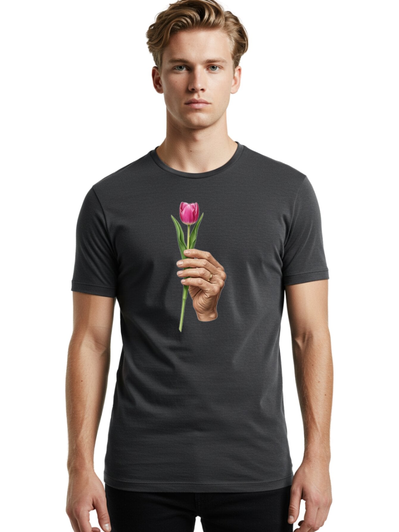 Hand-Holding-Tulip Men'S Graphic Tee, 100% Cotton, Comfortable Casual Summer Wear, Machine Washable, Vintage Camera, Old Camera, Antique Camera, Black Camera, Classic Photography, Photography Equipment, Nostalgic Device, Film Camera, Bao512 19
