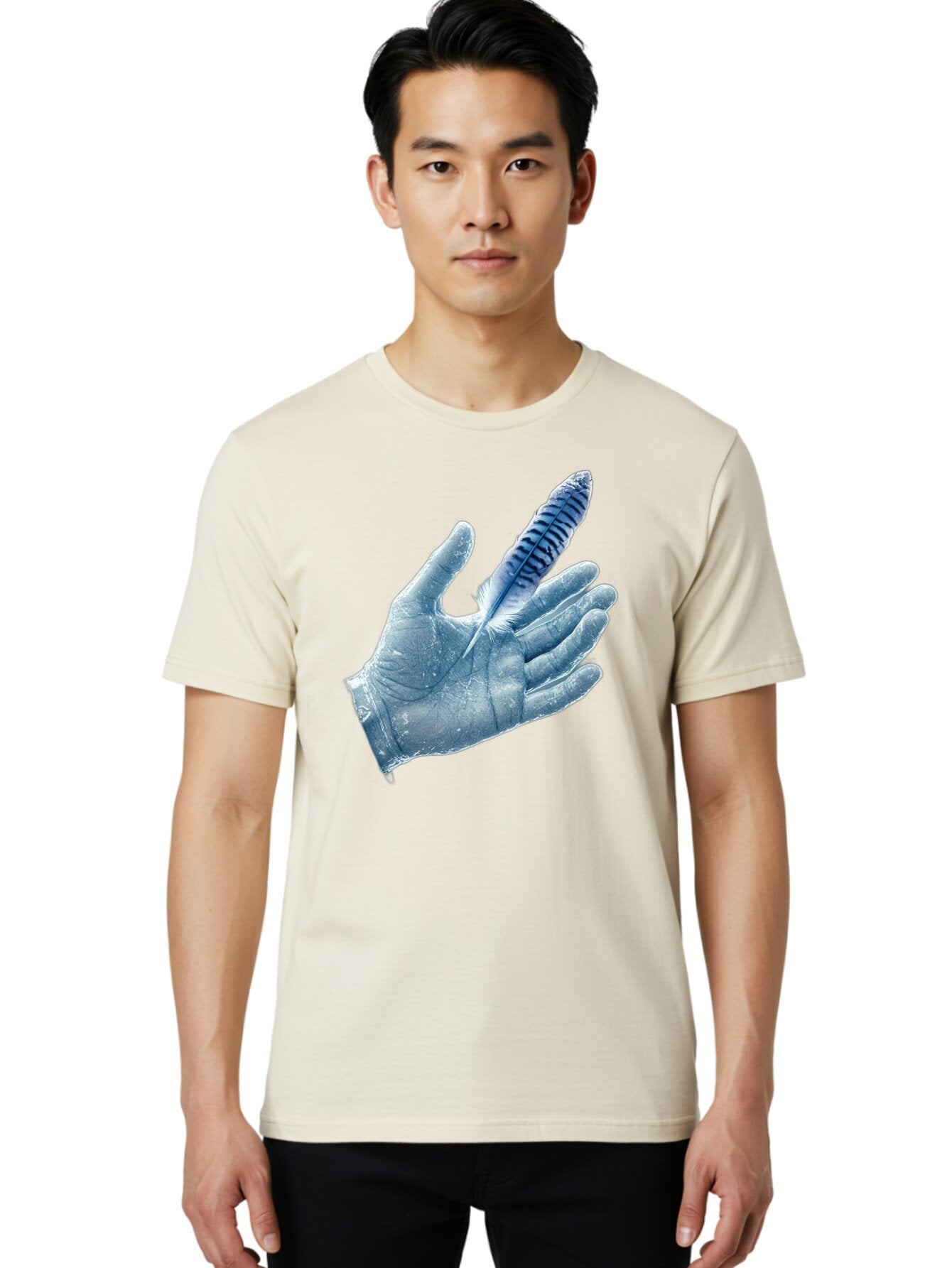 Hand-With-Feather-2 Men'S Graphic Tee, 100% Cotton, Comfortable Casual Summer Wear, Machine Washable, Vintage Camera, Old Camera, Antique Camera, Black Camera, Classic Photography, Photography Equipment, Nostalgic Device, Film Camera, Bao515 26