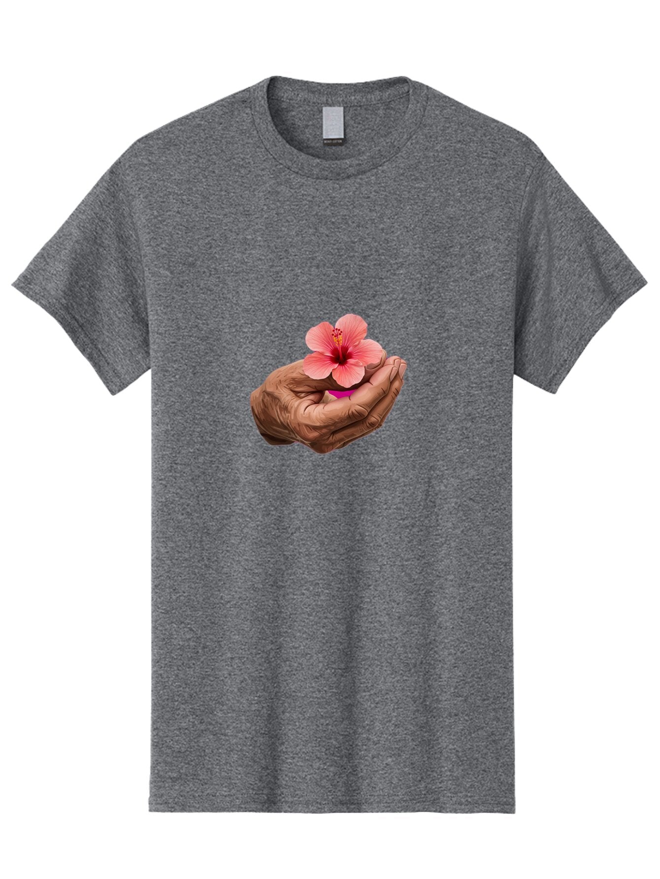Hands-Holding-Pink-Hibiscus Men'S Graphic Tee, 100% Cotton, Comfortable Casual Summer Wear, Machine Washable, Vintage Camera, Old Camera, Antique Camera, Black Camera, Classic Photography, Photography Equipment, Nostalgic Device, Film Camera, Bao517 7