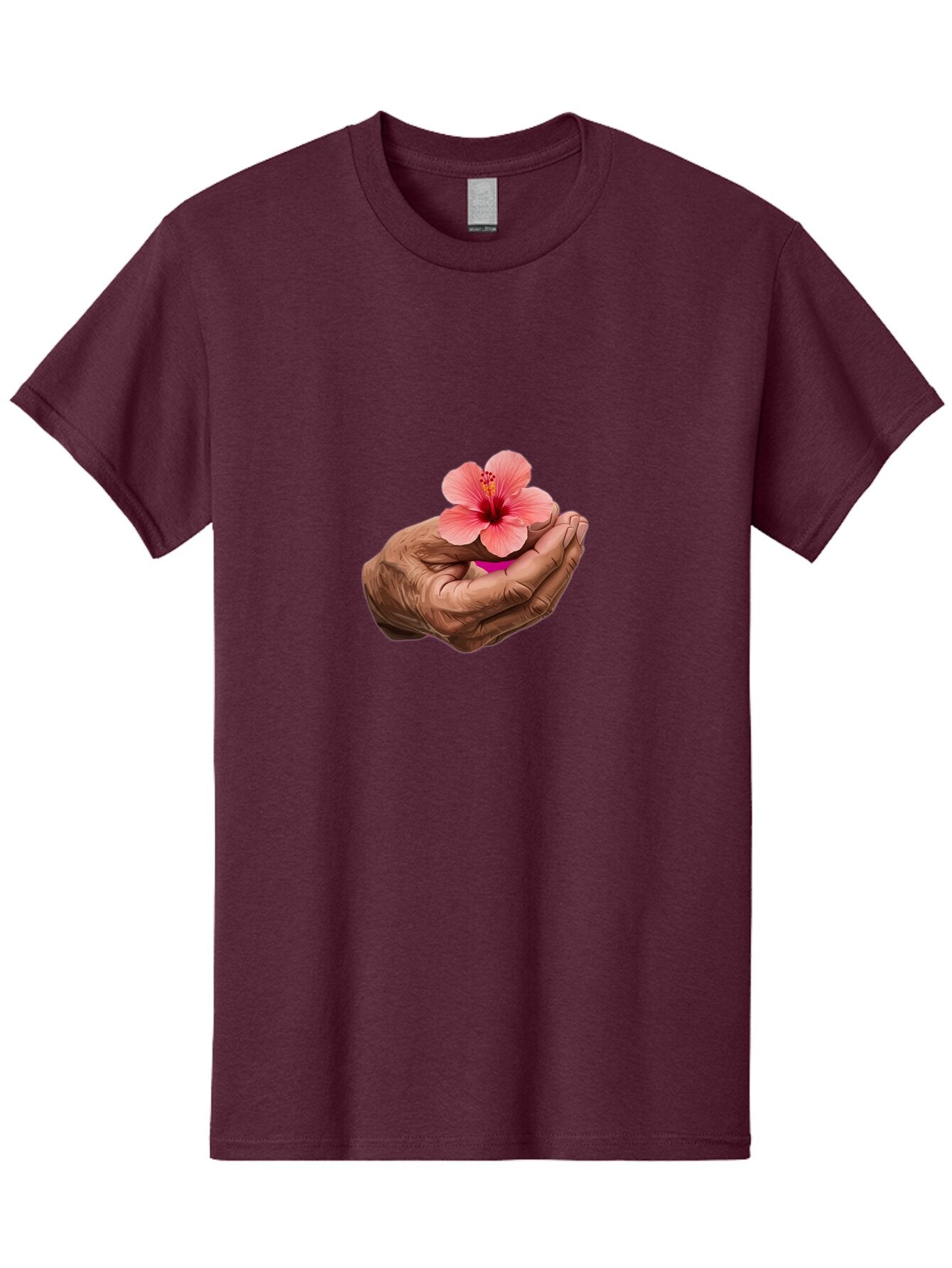 Hands-Holding-Pink-Hibiscus Men'S Graphic Tee, 100% Cotton, Comfortable Casual Summer Wear, Machine Washable, Vintage Camera, Old Camera, Antique Camera, Black Camera, Classic Photography, Photography Equipment, Nostalgic Device, Film Camera, Bao517 6