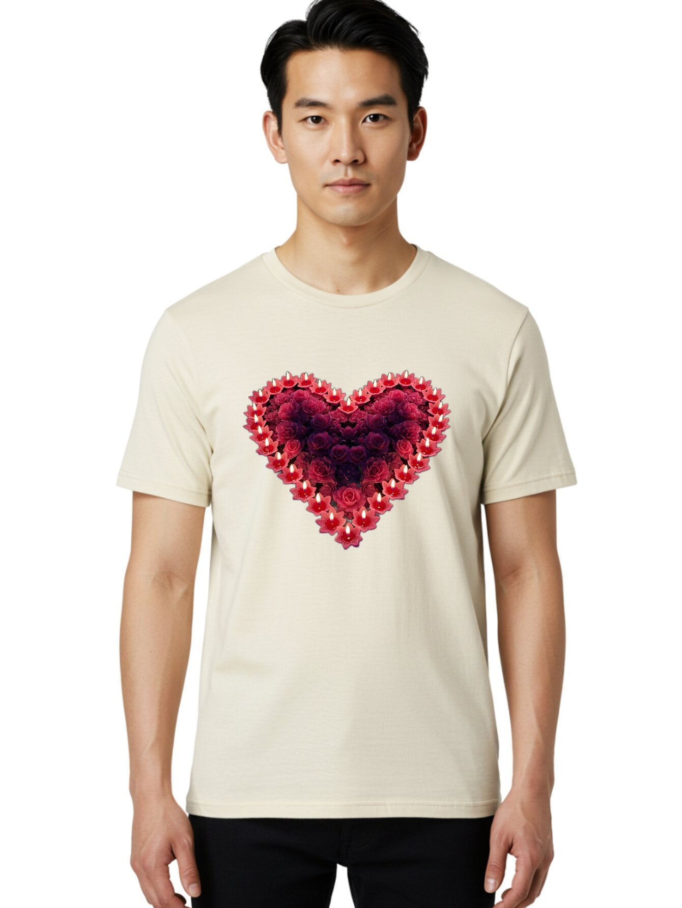 Heart-Of-Roses-And-Candles Men'S Graphic Tee, 100% Cotton, Comfortable Casual Summer Wear, Machine Washable, Vintage Camera, Old Camera, Antique Camera, Black Camera, Classic Photography, Photography Equipment, Nostalgic Device, Film Camera, Bao524 20