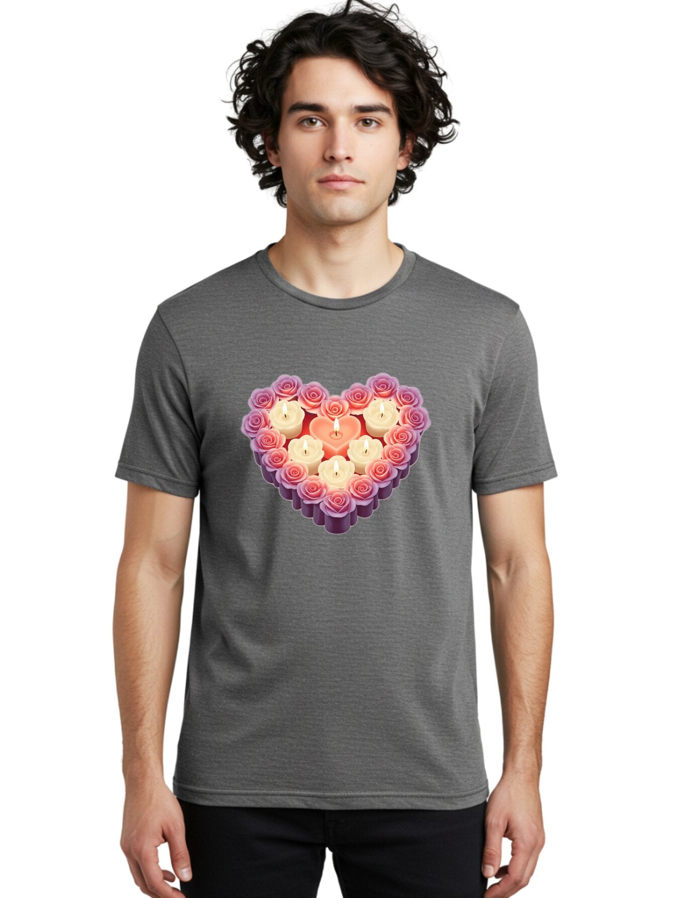 Heart-Shaped-Candles-And-Roses Men'S Graphic Tee, 100% Cotton, Comfortable Casual Summer Wear, Machine Washable, Vintage Camera, Old Camera, Antique Camera, Black Camera, Classic Photography, Photography Equipment, Nostalgic Device, Bao528 16