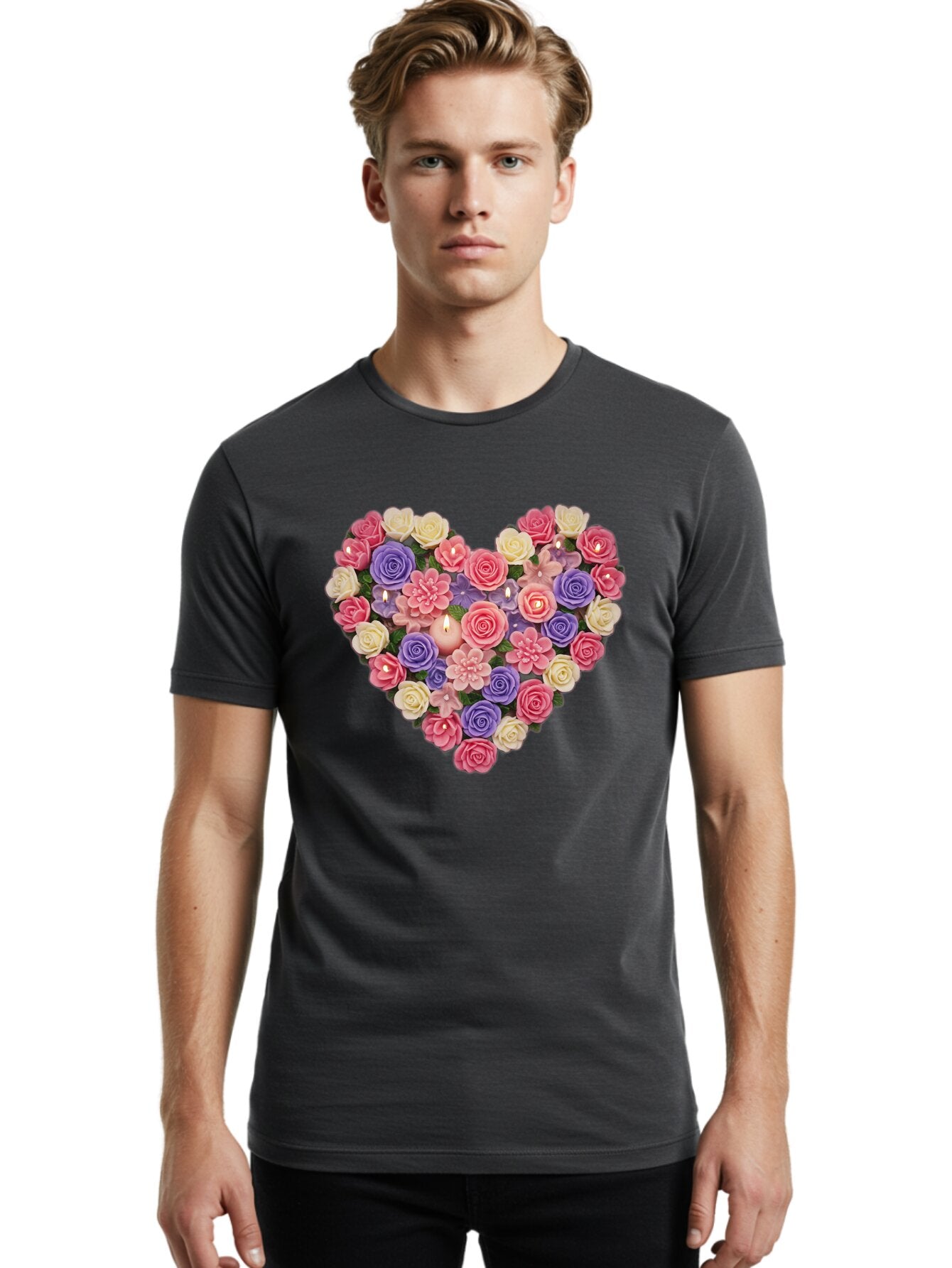 Heart-Shaped-Flowers Men'S Graphic Tee, 100% Cotton, Comfortable Casual Summer Wear, Machine Washable, Vintage Camera, Old Camera, Antique Camera, Black Camera, Classic Photography, Photography Equipment, Nostalgic Device, Film Camera, Bao529 22