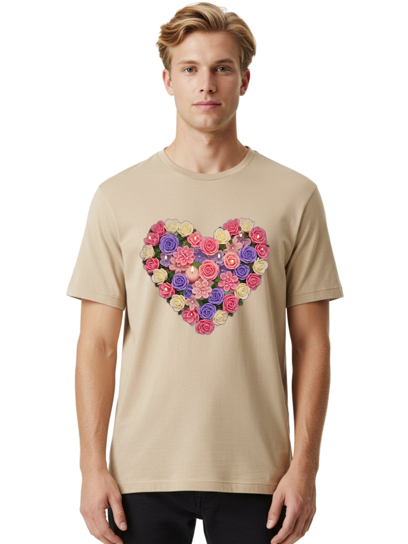 Heart-Shaped-Flowers Men'S Graphic Tee, 100% Cotton, Comfortable Casual Summer Wear, Machine Washable, Vintage Camera, Old Camera, Antique Camera, Black Camera, Classic Photography, Photography Equipment, Nostalgic Device, Film Camera, Bao529 30