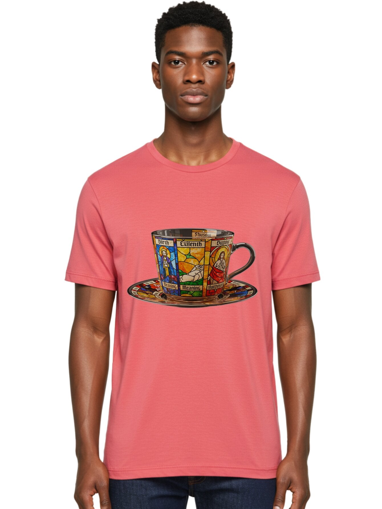 Jesus-Stained-Glass-Tea-Cup Men'S Graphic Tee, 100% Cotton, Comfortable Casual Summer Wear, Machine Washable, Vintage Camera, Old Camera, Antique Camera, Black Camera, Classic Photography, Photography Equipment, Nostalgic Device, Film Camera, Bao549 22