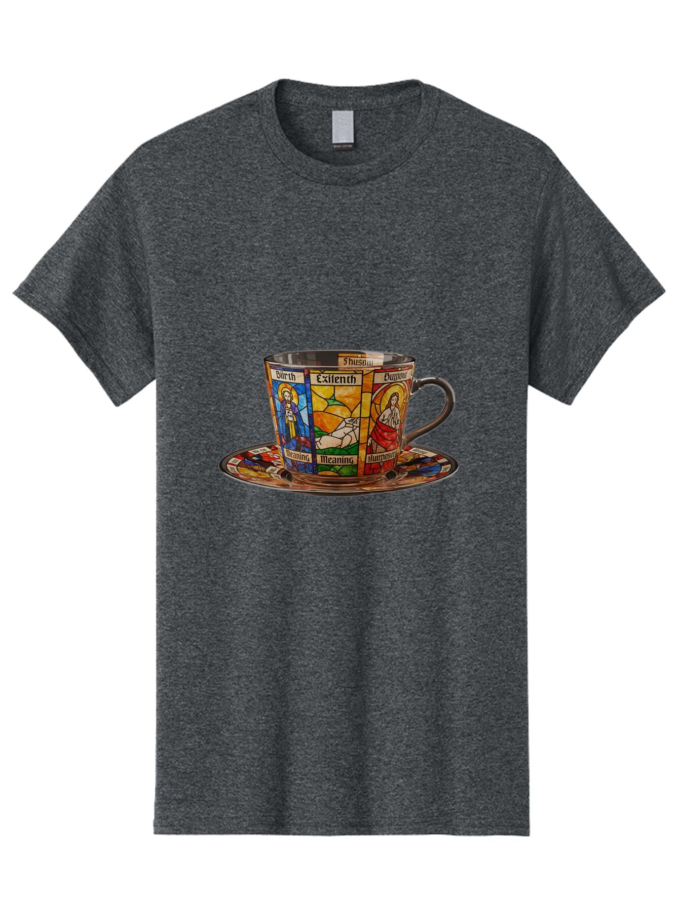 Jesus-Stained-Glass-Tea-Cup Men'S Graphic Tee, 100% Cotton, Comfortable Casual Summer Wear, Machine Washable, Vintage Camera, Old Camera, Antique Camera, Black Camera, Classic Photography, Photography Equipment, Nostalgic Device, Film Camera, Bao549 10
