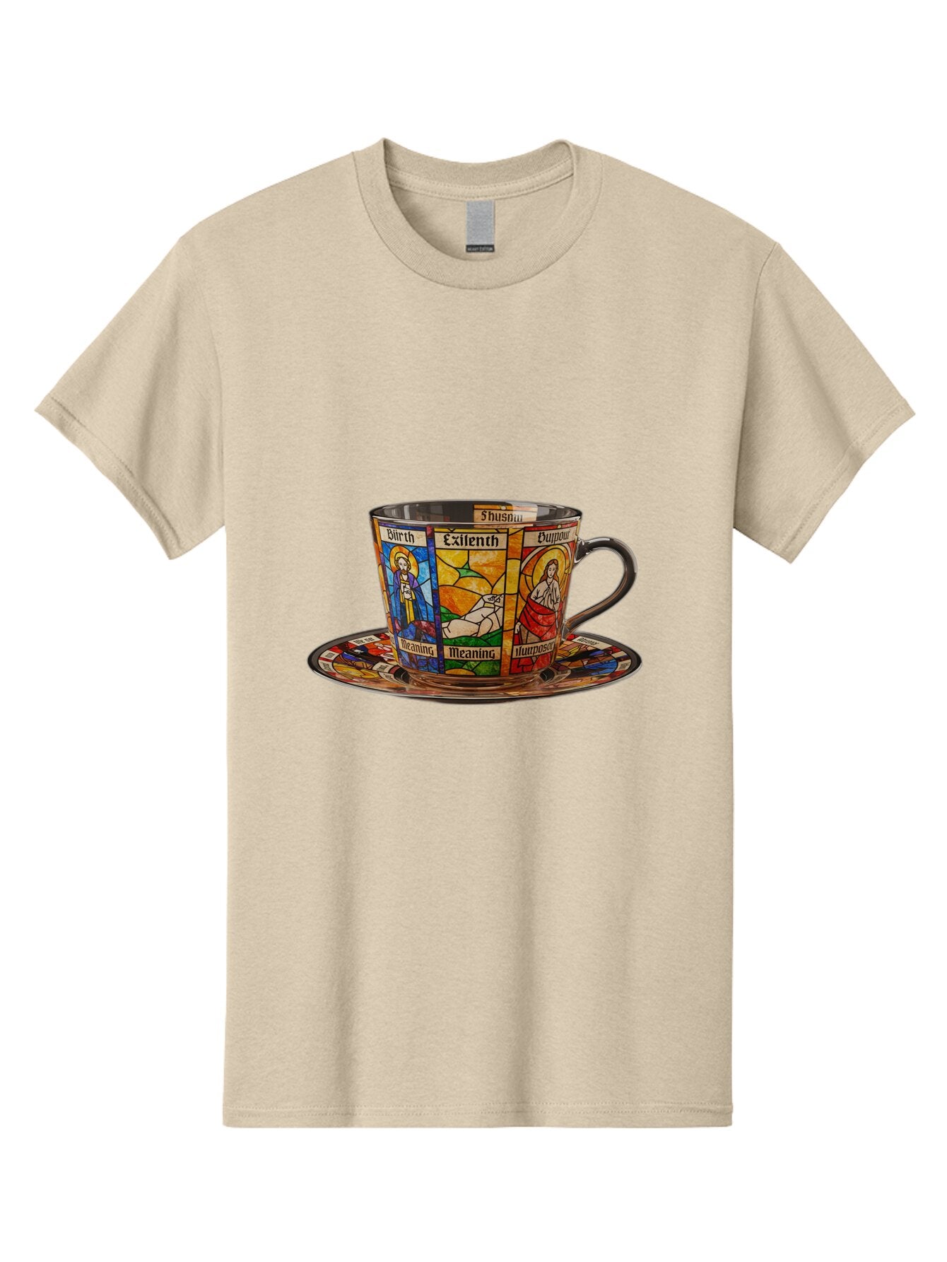 Jesus-Stained-Glass-Tea-Cup Men'S Graphic Tee, 100% Cotton, Comfortable Casual Summer Wear, Machine Washable, Vintage Camera, Old Camera, Antique Camera, Black Camera, Classic Photography, Photography Equipment, Nostalgic Device, Film Camera, Bao549 14