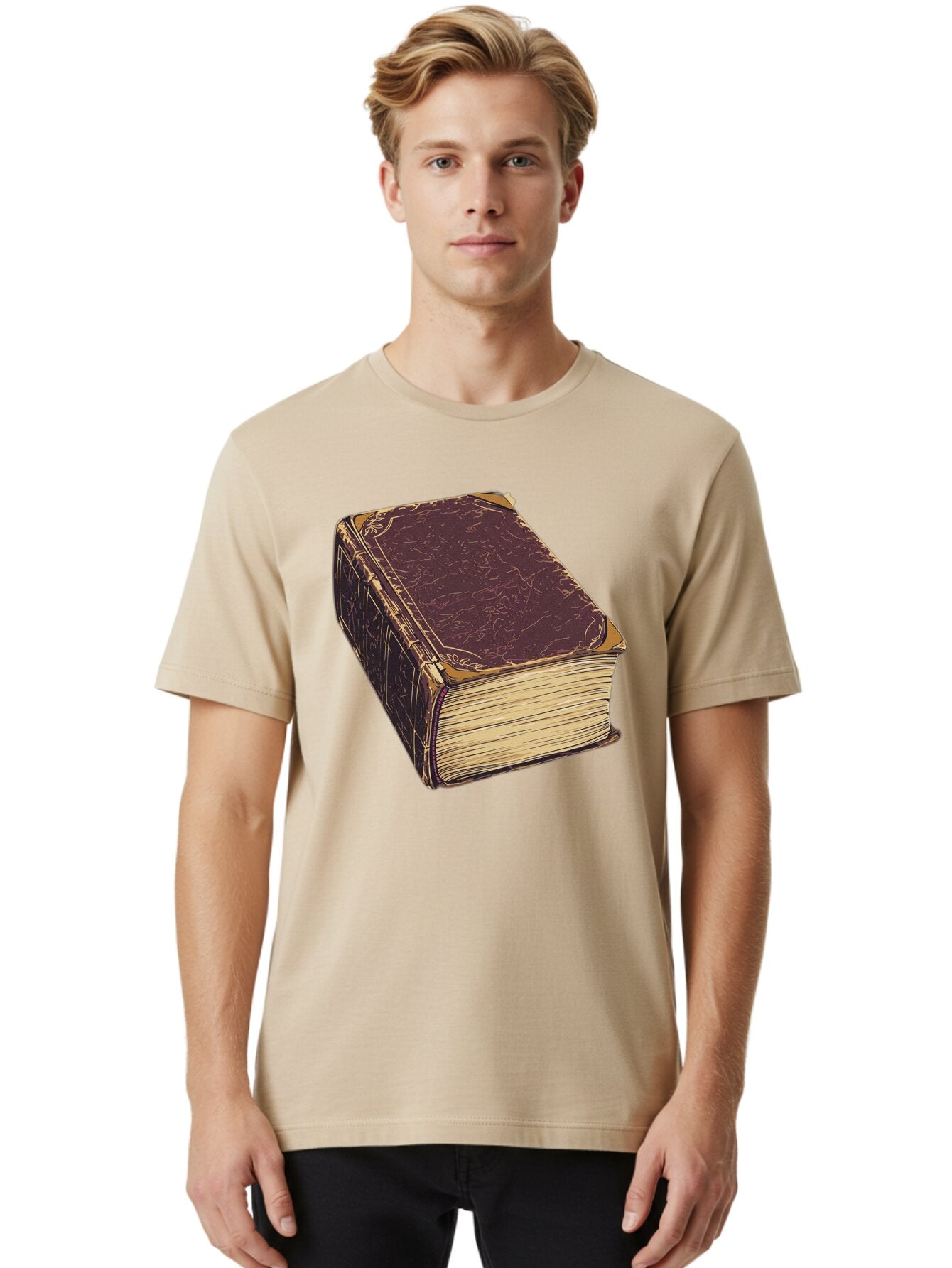Leather-Bound-Book-1 Men'S Graphic Tee, 100% Cotton, Comfortable Casual Summer Wear, Machine Washable, Vintage Camera, Old Camera, Antique Camera, Black Camera, Classic Photography, Photography Equipment, Nostalgic Device, Film Camera, Bao576 24