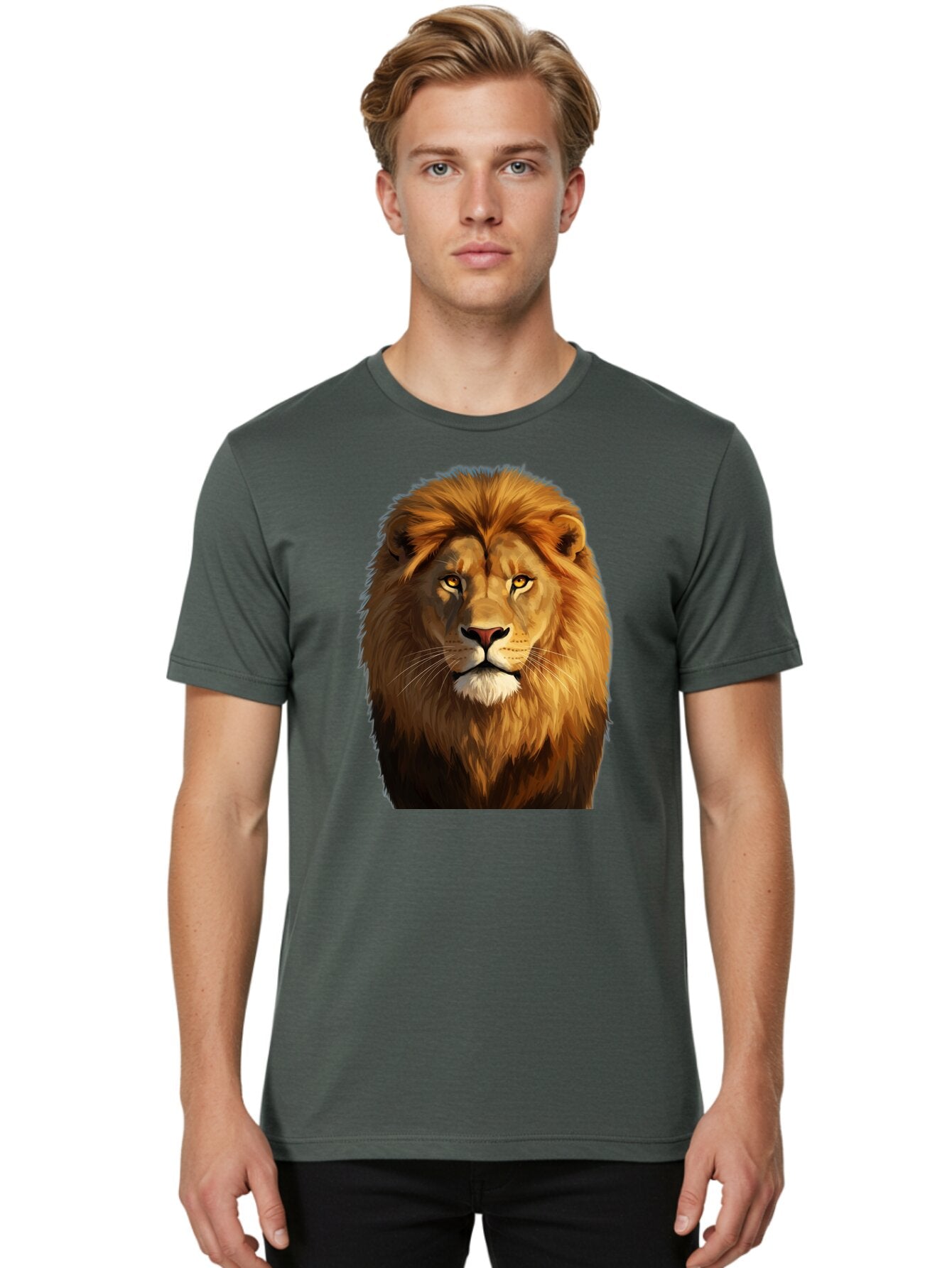 Lion-Portrait-1 Men'S Graphic Tee, 100% Cotton, Comfortable Casual Summer Wear, Machine Washable, Vintage Camera, Old Camera, Antique Camera, Black Camera, Classic Photography, Photography Equipment, Nostalgic Device, Film Camera, Camera Art Bao603 25
