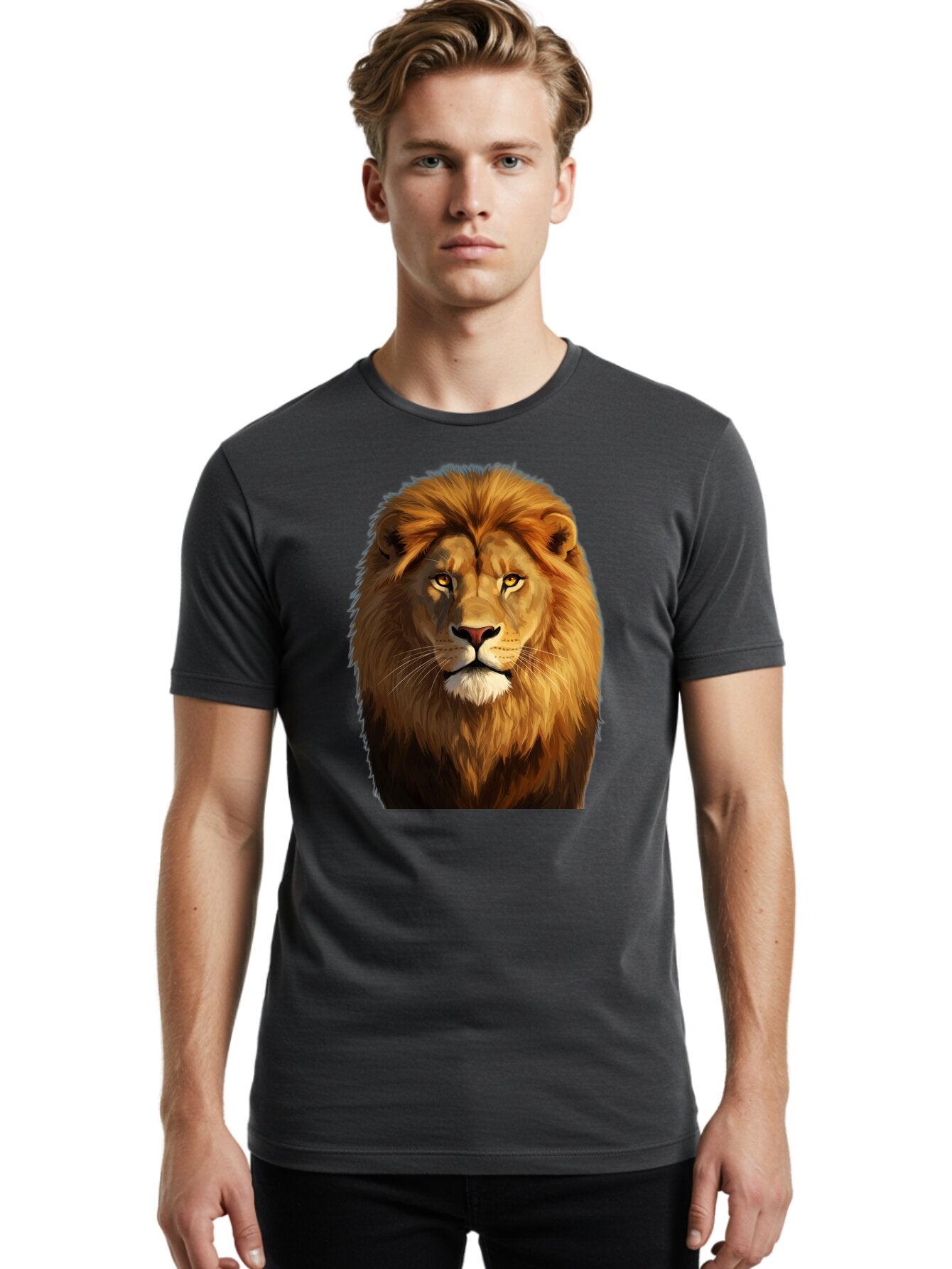 Lion-Portrait-1 Men'S Graphic Tee, 100% Cotton, Comfortable Casual Summer Wear, Machine Washable, Vintage Camera, Old Camera, Antique Camera, Black Camera, Classic Photography, Photography Equipment, Nostalgic Device, Film Camera, Camera Art Bao603 24