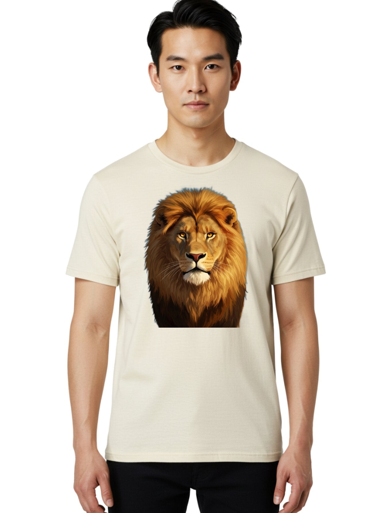 Lion-Portrait-1 Men'S Graphic Tee, 100% Cotton, Comfortable Casual Summer Wear, Machine Washable, Vintage Camera, Old Camera, Antique Camera, Black Camera, Classic Photography, Photography Equipment, Nostalgic Device, Film Camera, Camera Art Bao603 26