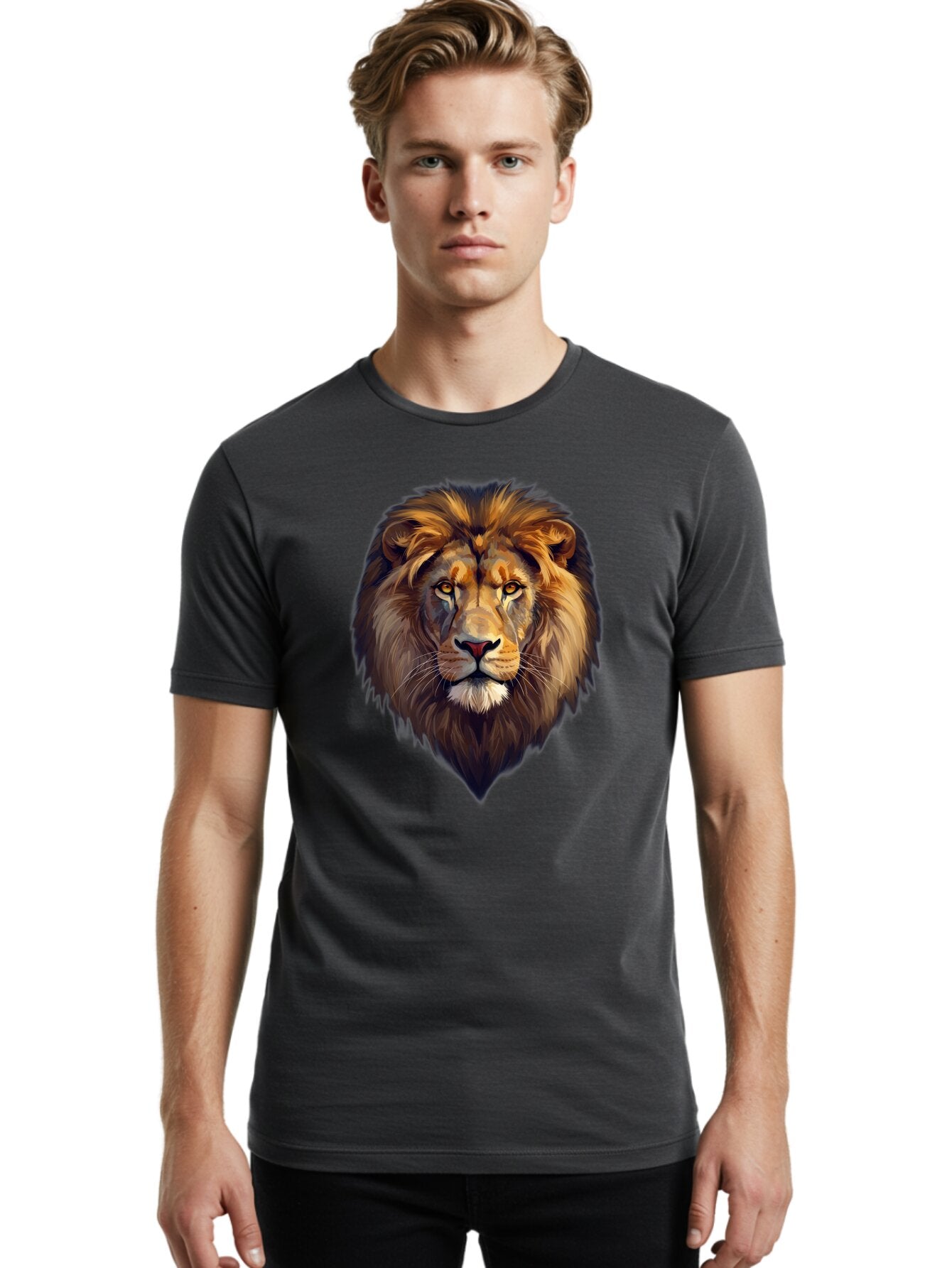 Lion-Portrait Men'S Graphic Tee, 100% Cotton, Comfortable Casual Summer Wear, Machine Washable, Vintage Camera, Old Camera, Antique Camera, Black Camera, Classic Photography, Photography Equipment, Nostalgic Device, Film Camera, Camera Art Bao604 25