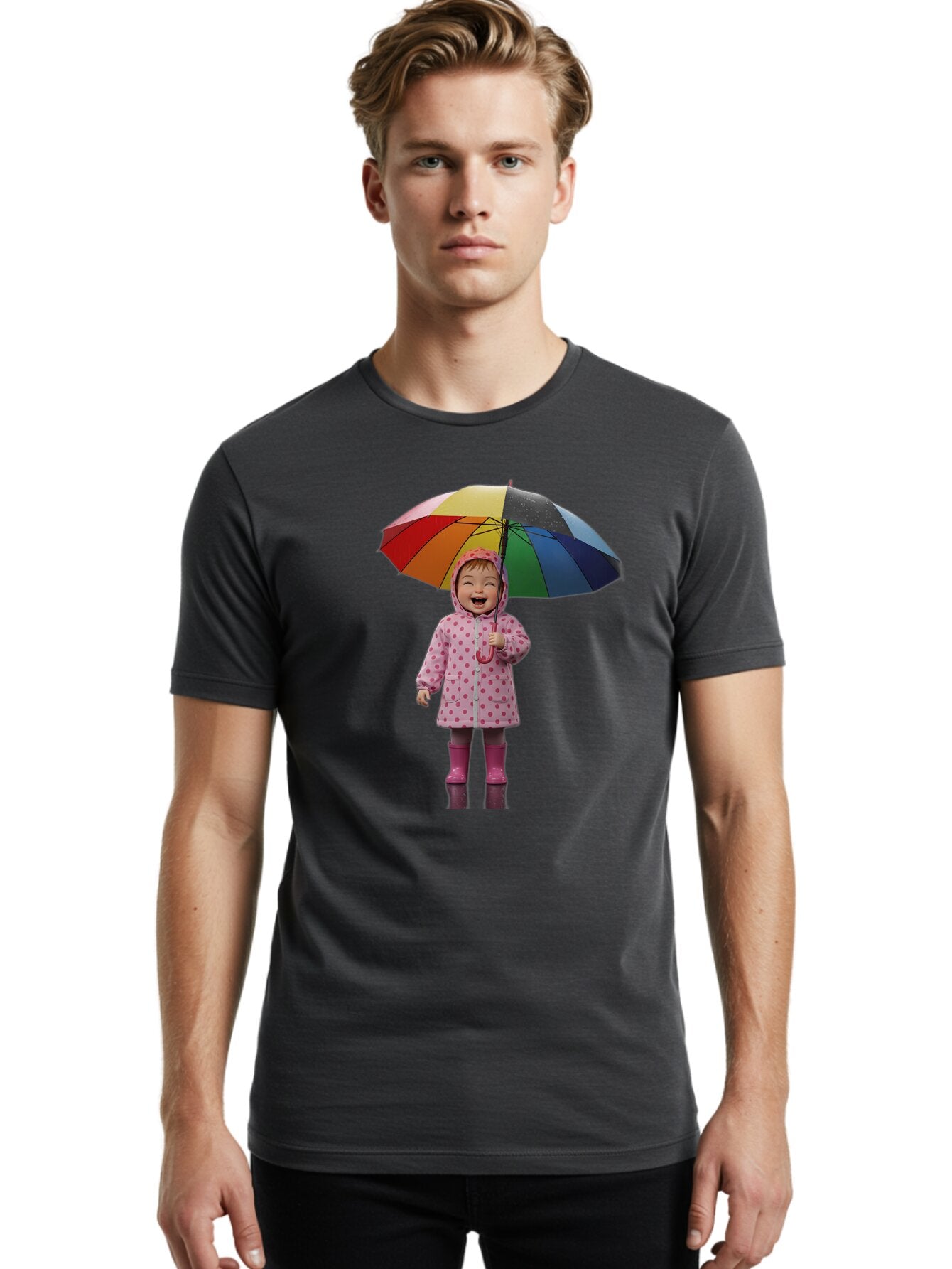 Little-Girl-With-Rainbow-Umbrella Men'S Graphic Tee, 100% Cotton, Comfortable Casual Summer Wear, Machine Washable, Vintage Camera, Old Camera, Antique Camera, Black Camera, Classic Photography, Photography Equipment, Nostalgic Device, Bao608 18