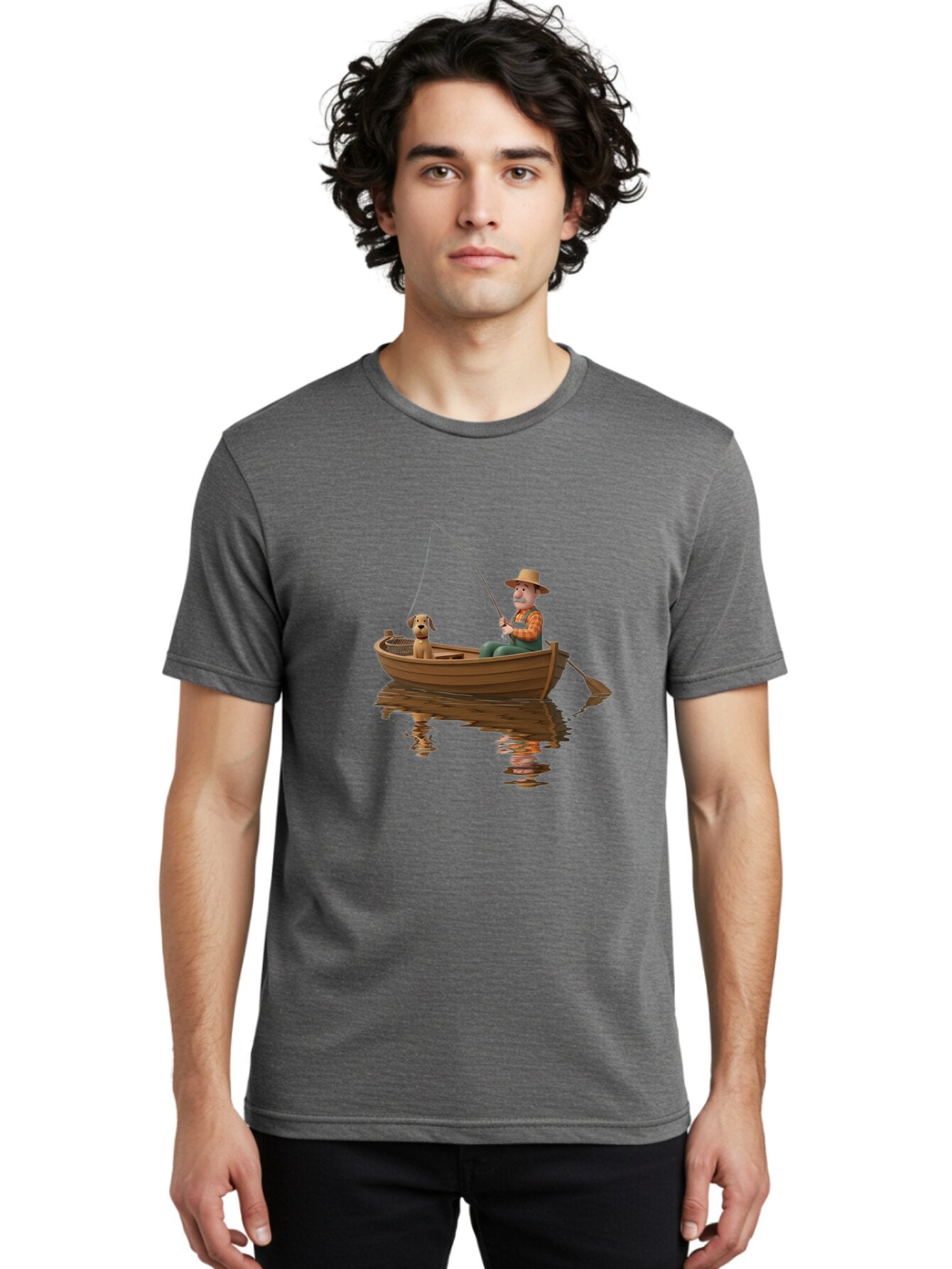 Man-Fishing-With-Dog Men'S Graphic Tee, 100% Cotton, Comfortable Casual Summer Wear, Machine Washable, Vintage Camera, Old Camera, Antique Camera, Black Camera, Classic Photography, Photography Equipment, Nostalgic Device, Film Camera, Bao624 23
