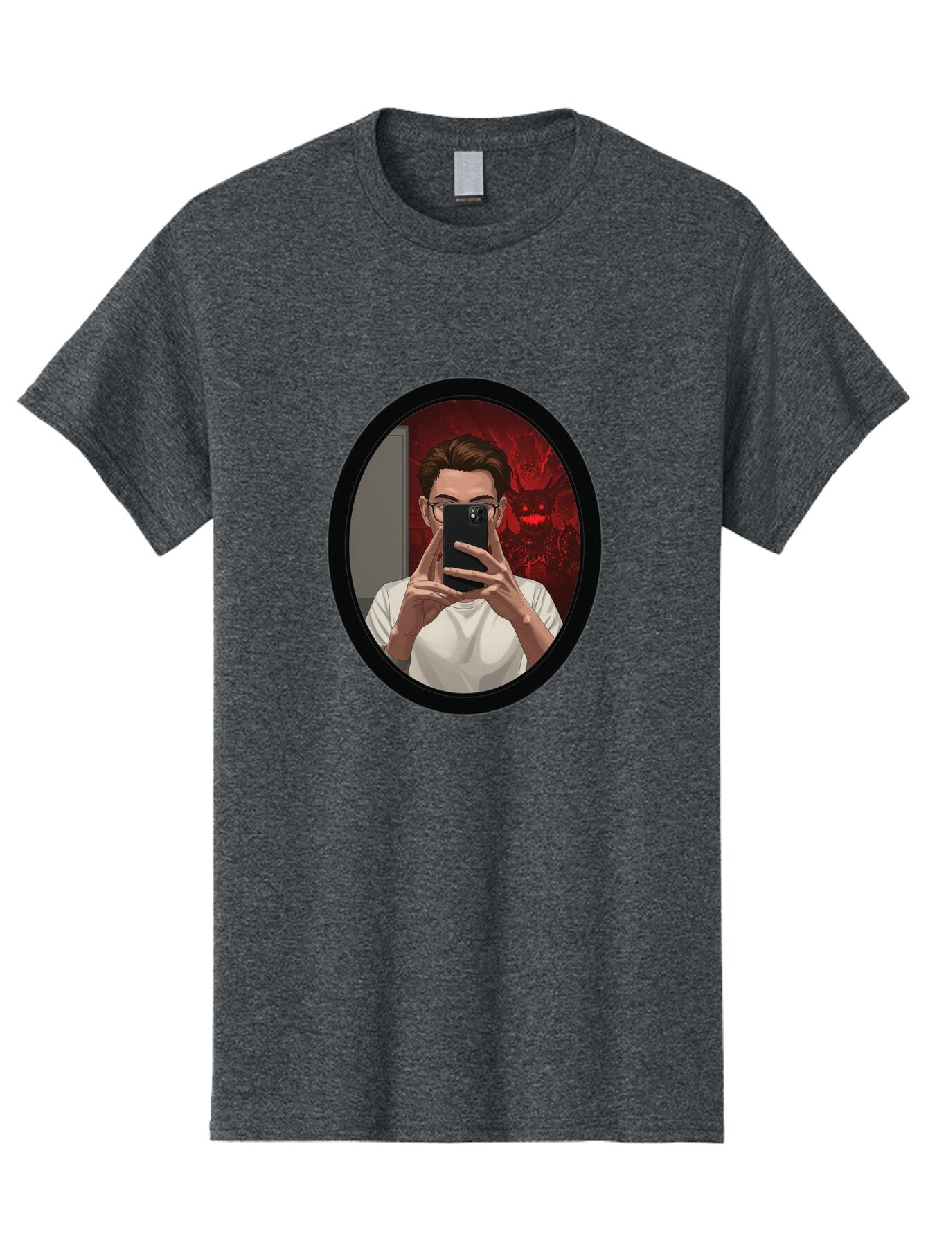 Man-Taking-Selfie-In-Mirror Men'S Graphic Tee, 100% Cotton, Comfortable Casual Summer Wear, Machine Washable, Vintage Camera, Old Camera, Antique Camera, Black Camera, Classic Photography, Photography Equipment, Nostalgic Device, Film Camera, Bao628 8