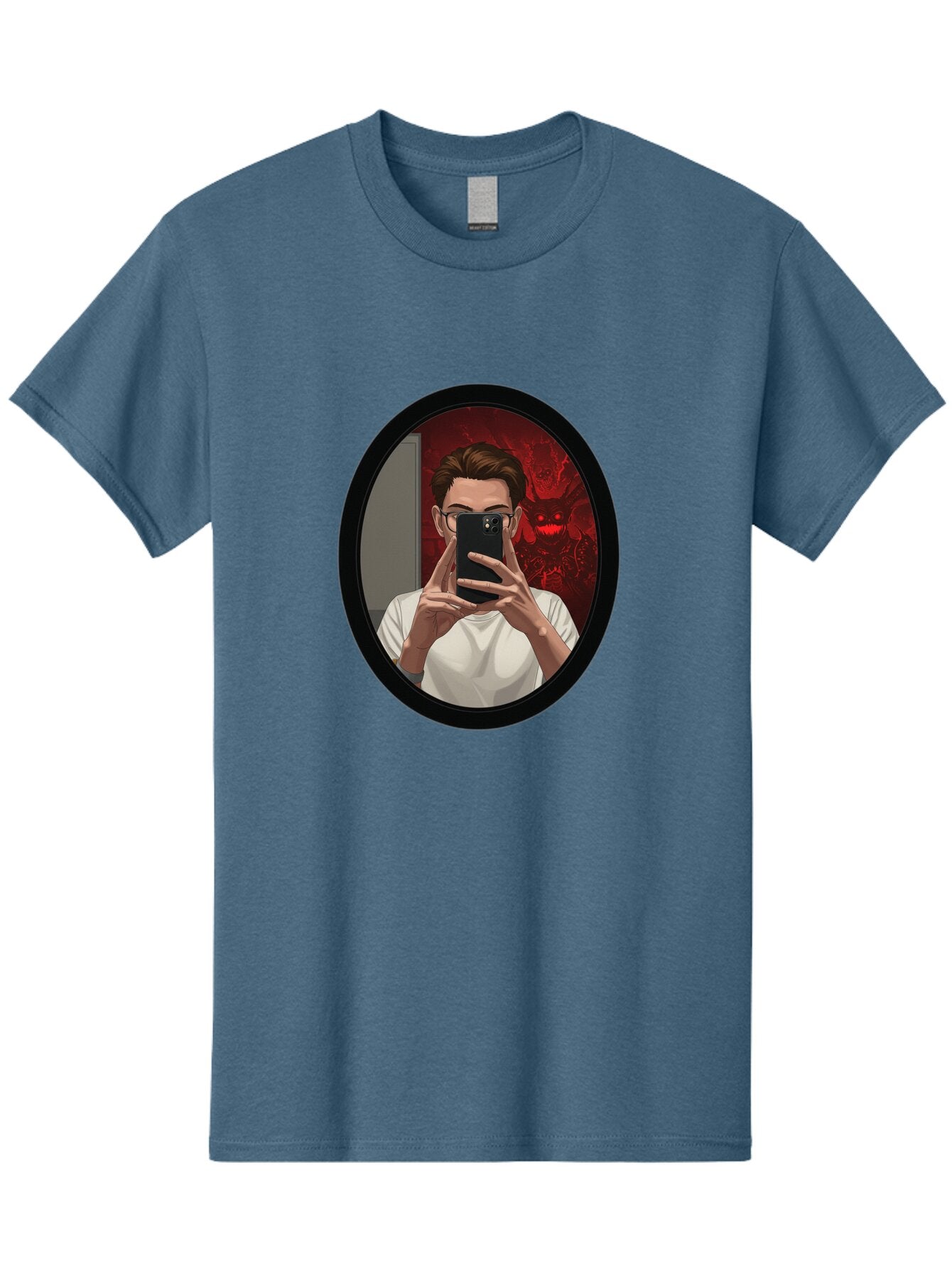 Man-Taking-Selfie-In-Mirror Men'S Graphic Tee, 100% Cotton, Comfortable Casual Summer Wear, Machine Washable, Vintage Camera, Old Camera, Antique Camera, Black Camera, Classic Photography, Photography Equipment, Nostalgic Device, Film Camera, Bao628 11