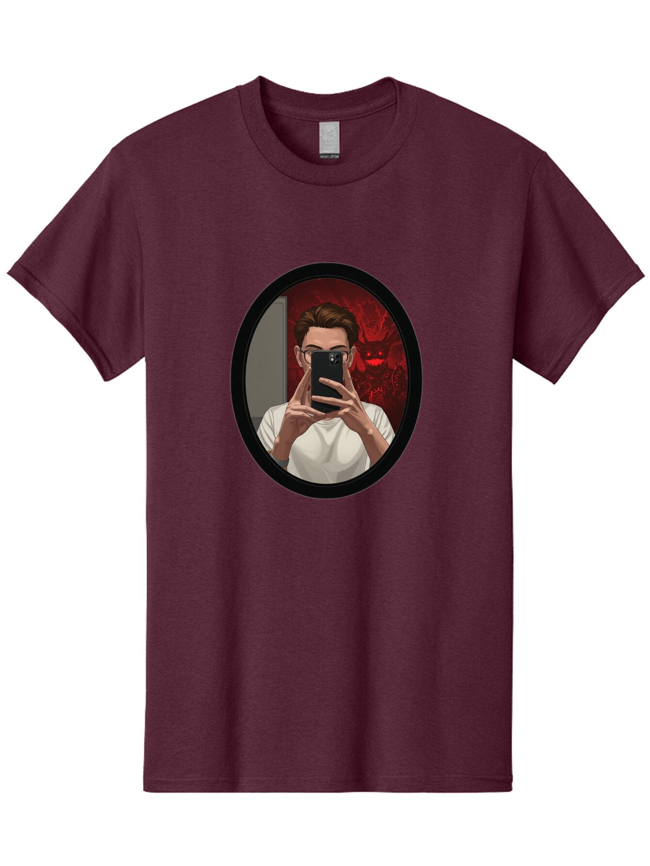 Man-Taking-Selfie-In-Mirror Men'S Graphic Tee, 100% Cotton, Comfortable Casual Summer Wear, Machine Washable, Vintage Camera, Old Camera, Antique Camera, Black Camera, Classic Photography, Photography Equipment, Nostalgic Device, Film Camera, Bao628 15