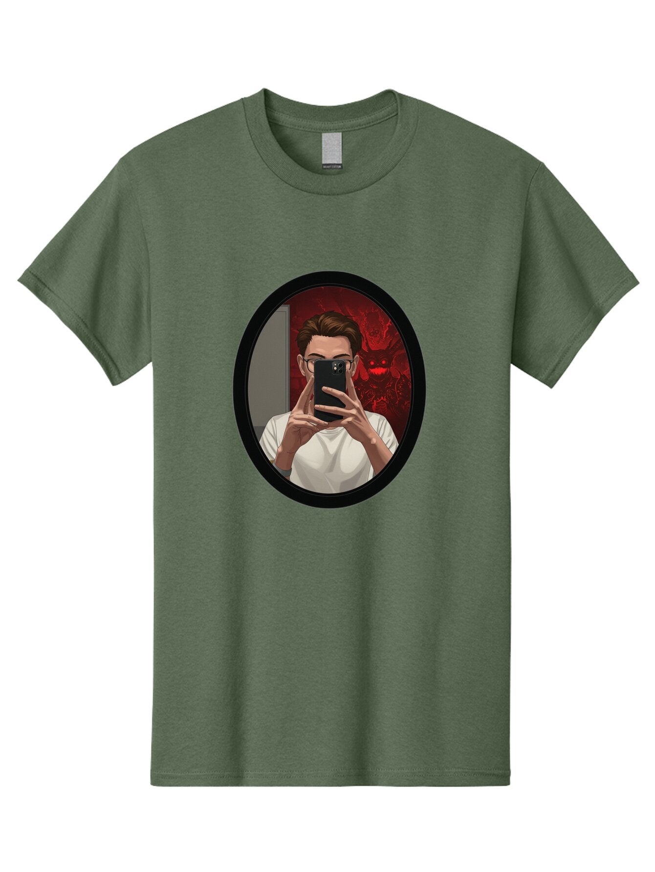 Man-Taking-Selfie-In-Mirror Men'S Graphic Tee, 100% Cotton, Comfortable Casual Summer Wear, Machine Washable, Vintage Camera, Old Camera, Antique Camera, Black Camera, Classic Photography, Photography Equipment, Nostalgic Device, Film Camera, Bao628 13