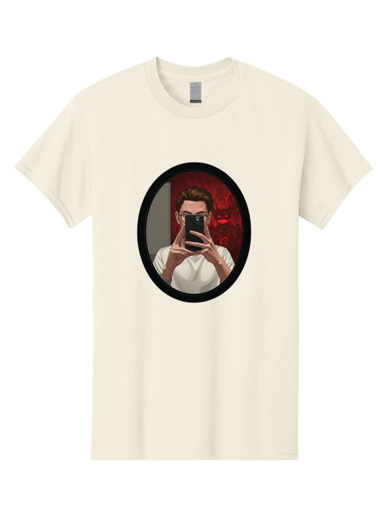 Man-Taking-Selfie-In-Mirror Men'S Graphic Tee, 100% Cotton, Comfortable Casual Summer Wear, Machine Washable, Vintage Camera, Old Camera, Antique Camera, Black Camera, Classic Photography, Photography Equipment, Nostalgic Device, Film Camera, Bao628 12