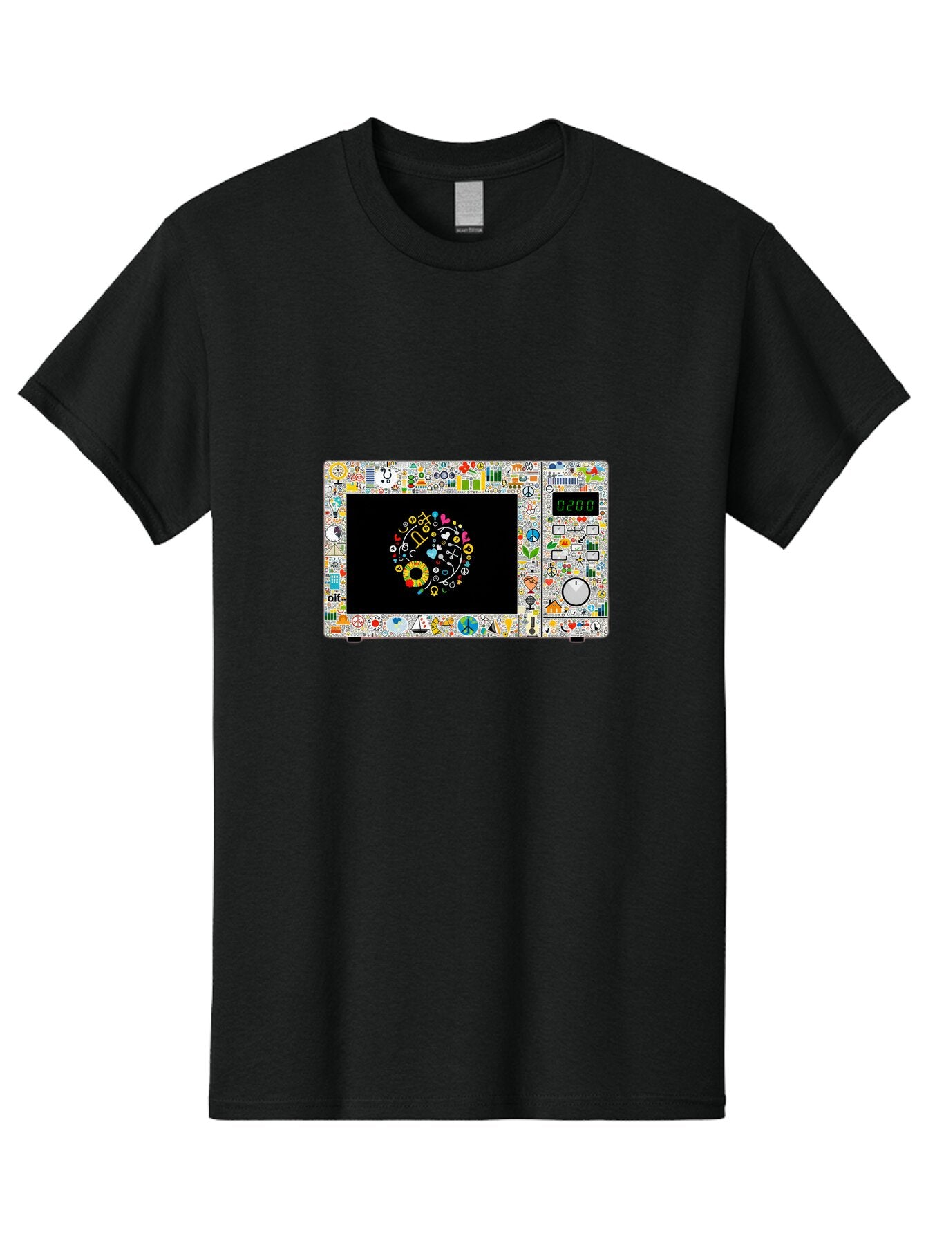 Microwave-With-Yin-Yang-Symbol Men'S Graphic Tee, 100% Cotton, Comfortable Casual Summer Wear, Machine Washable, Vintage Camera, Old Camera, Antique Camera, Black Camera, Classic Photography, Photography Equipment, Nostalgic Device, Bao653 10