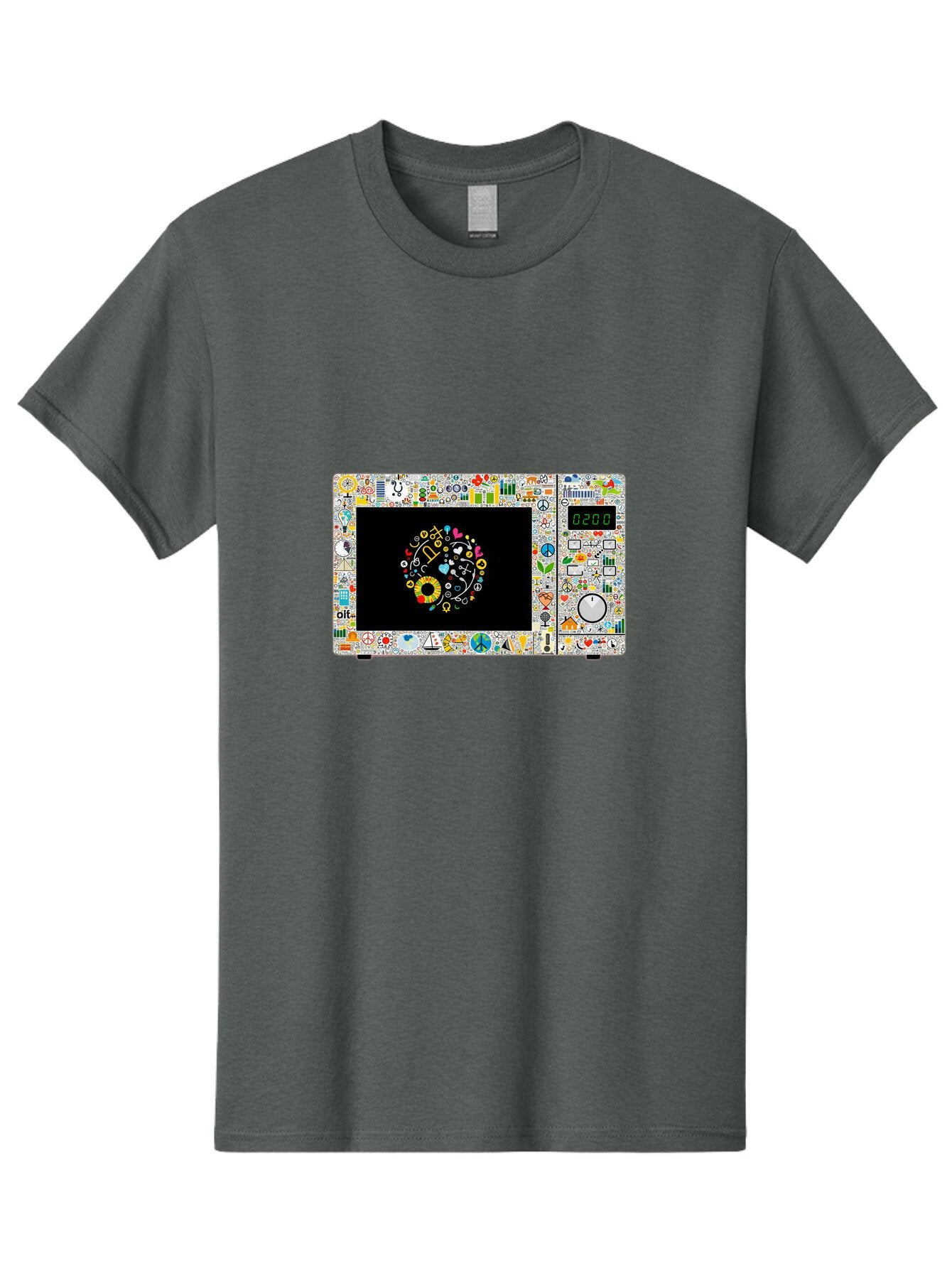 Microwave-With-Yin-Yang-Symbol Men'S Graphic Tee, 100% Cotton, Comfortable Casual Summer Wear, Machine Washable, Vintage Camera, Old Camera, Antique Camera, Black Camera, Classic Photography, Photography Equipment, Nostalgic Device, Bao653 13