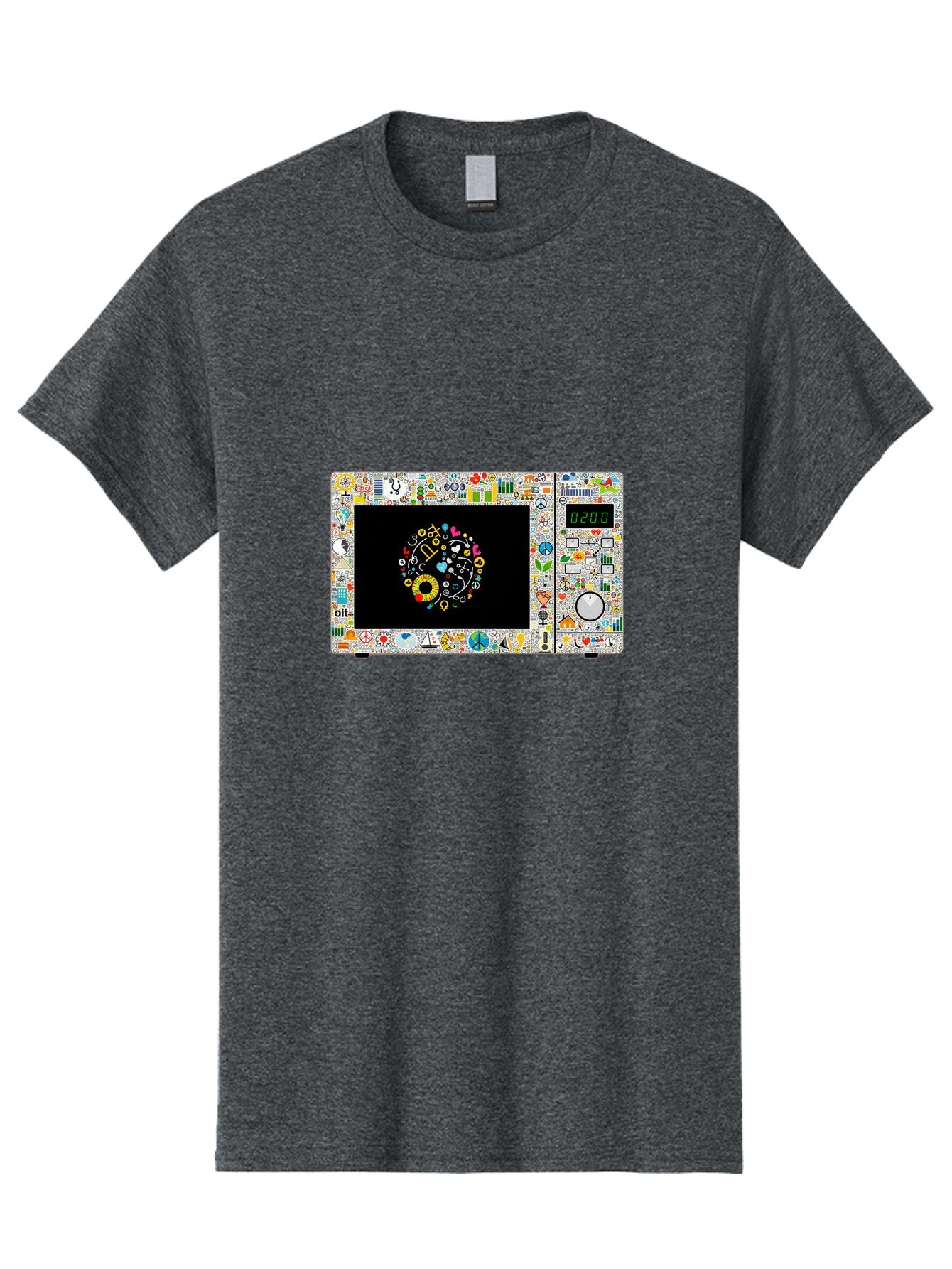 Microwave-With-Yin-Yang-Symbol Men'S Graphic Tee, 100% Cotton, Comfortable Casual Summer Wear, Machine Washable, Vintage Camera, Old Camera, Antique Camera, Black Camera, Classic Photography, Photography Equipment, Nostalgic Device, Bao653 7