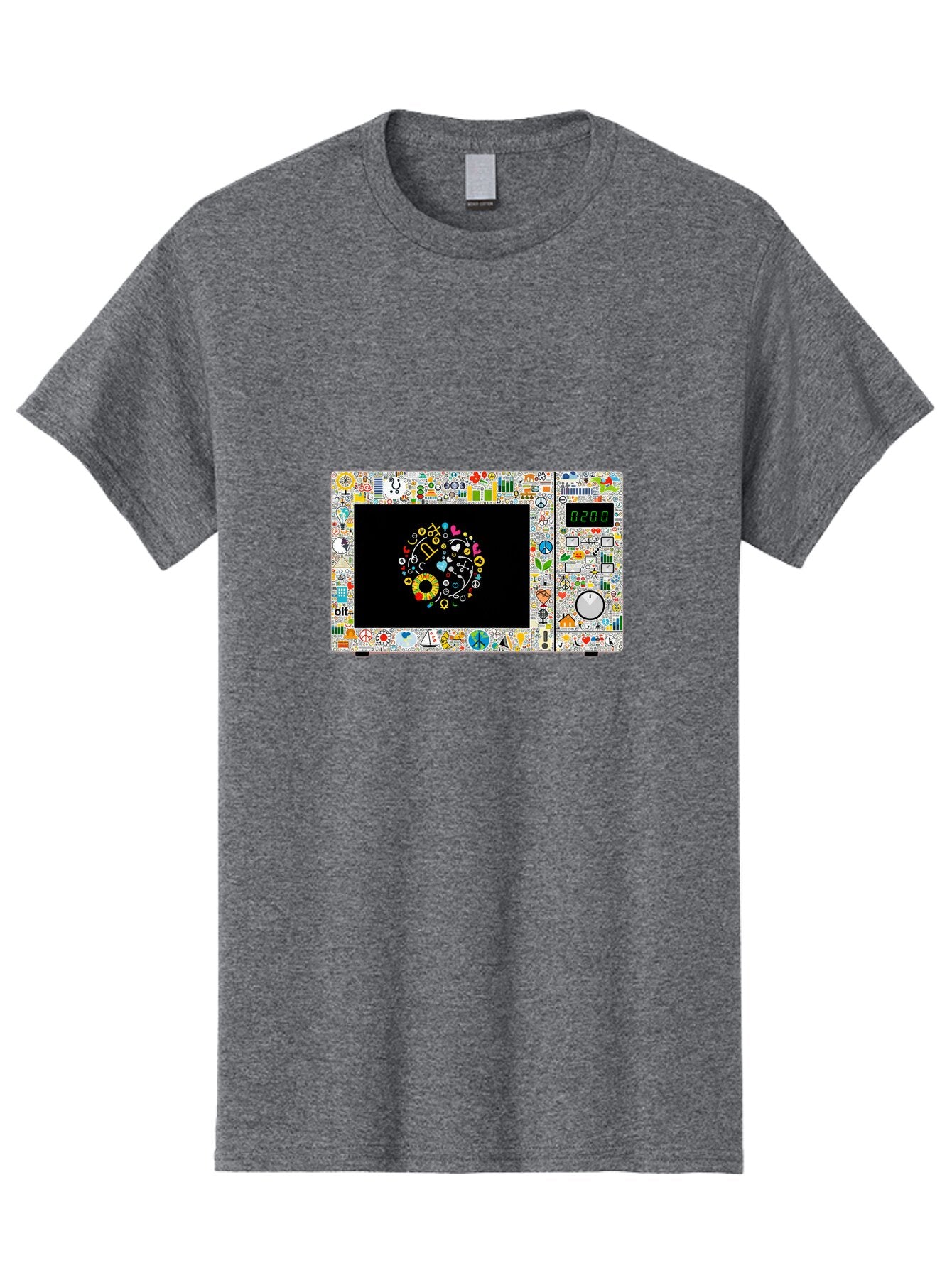 Microwave-With-Yin-Yang-Symbol Men'S Graphic Tee, 100% Cotton, Comfortable Casual Summer Wear, Machine Washable, Vintage Camera, Old Camera, Antique Camera, Black Camera, Classic Photography, Photography Equipment, Nostalgic Device, Bao653 8