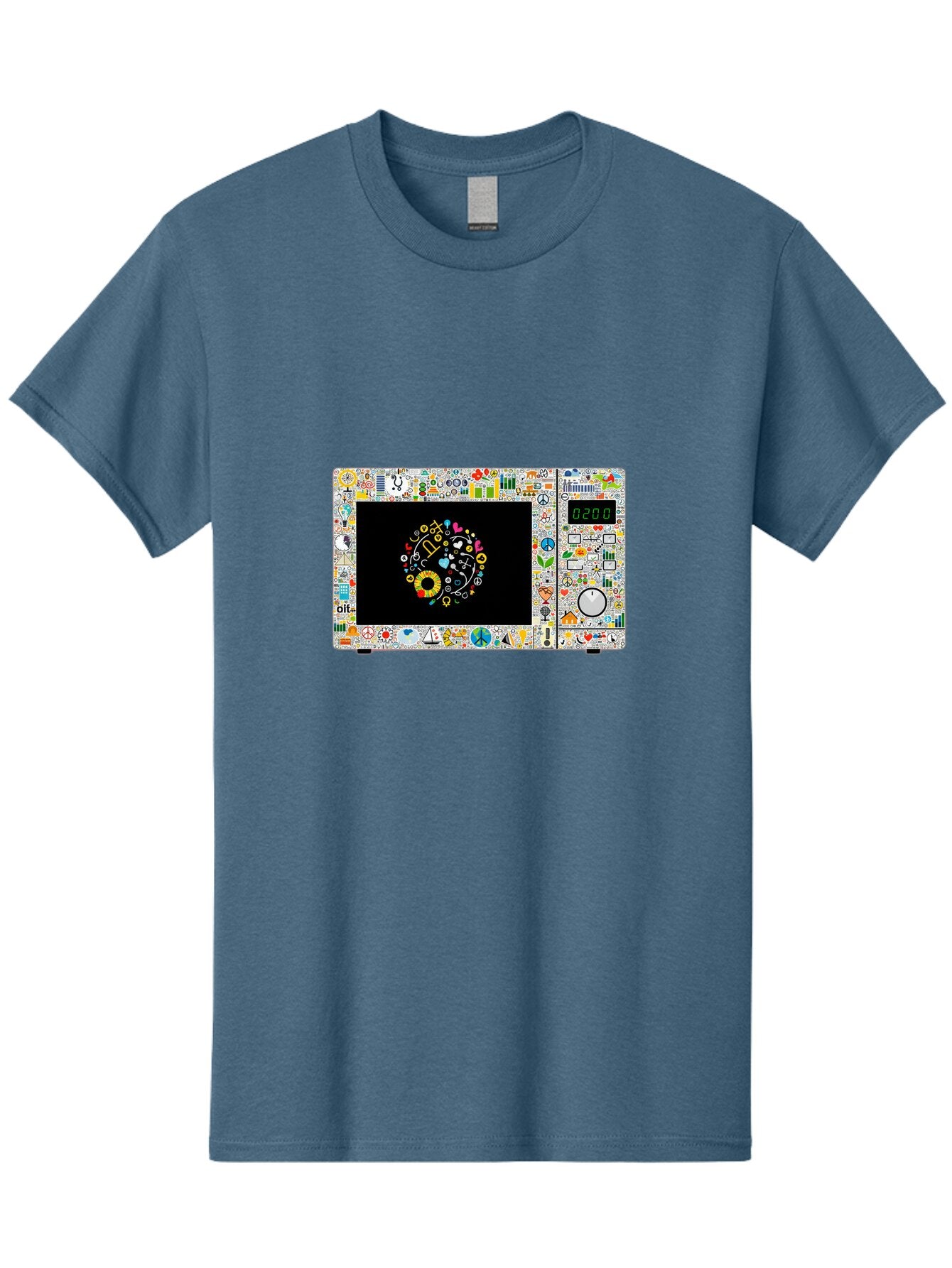 Microwave-With-Yin-Yang-Symbol Men'S Graphic Tee, 100% Cotton, Comfortable Casual Summer Wear, Machine Washable, Vintage Camera, Old Camera, Antique Camera, Black Camera, Classic Photography, Photography Equipment, Nostalgic Device, Bao653 15