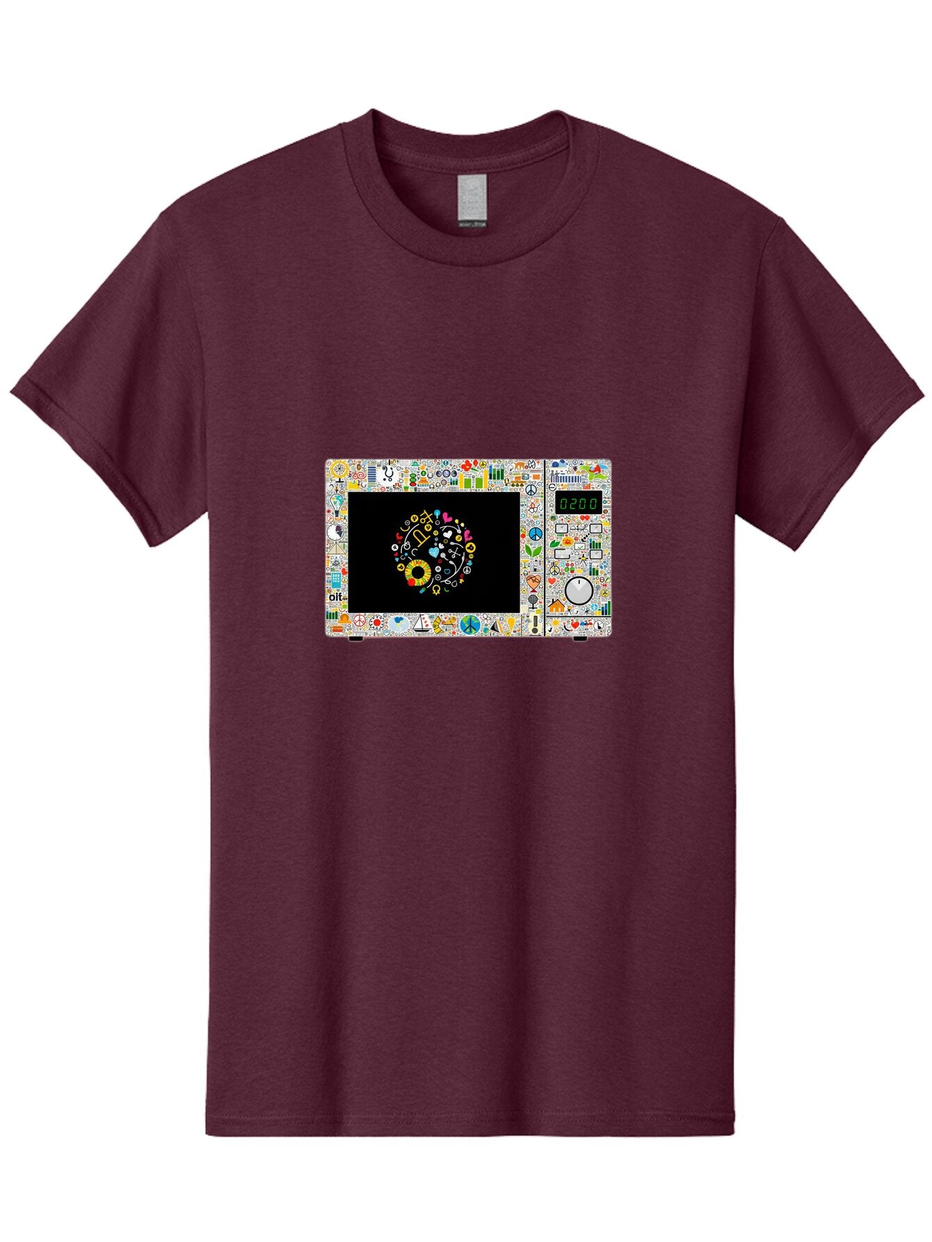 Microwave-With-Yin-Yang-Symbol Men'S Graphic Tee, 100% Cotton, Comfortable Casual Summer Wear, Machine Washable, Vintage Camera, Old Camera, Antique Camera, Black Camera, Classic Photography, Photography Equipment, Nostalgic Device, Bao653 3