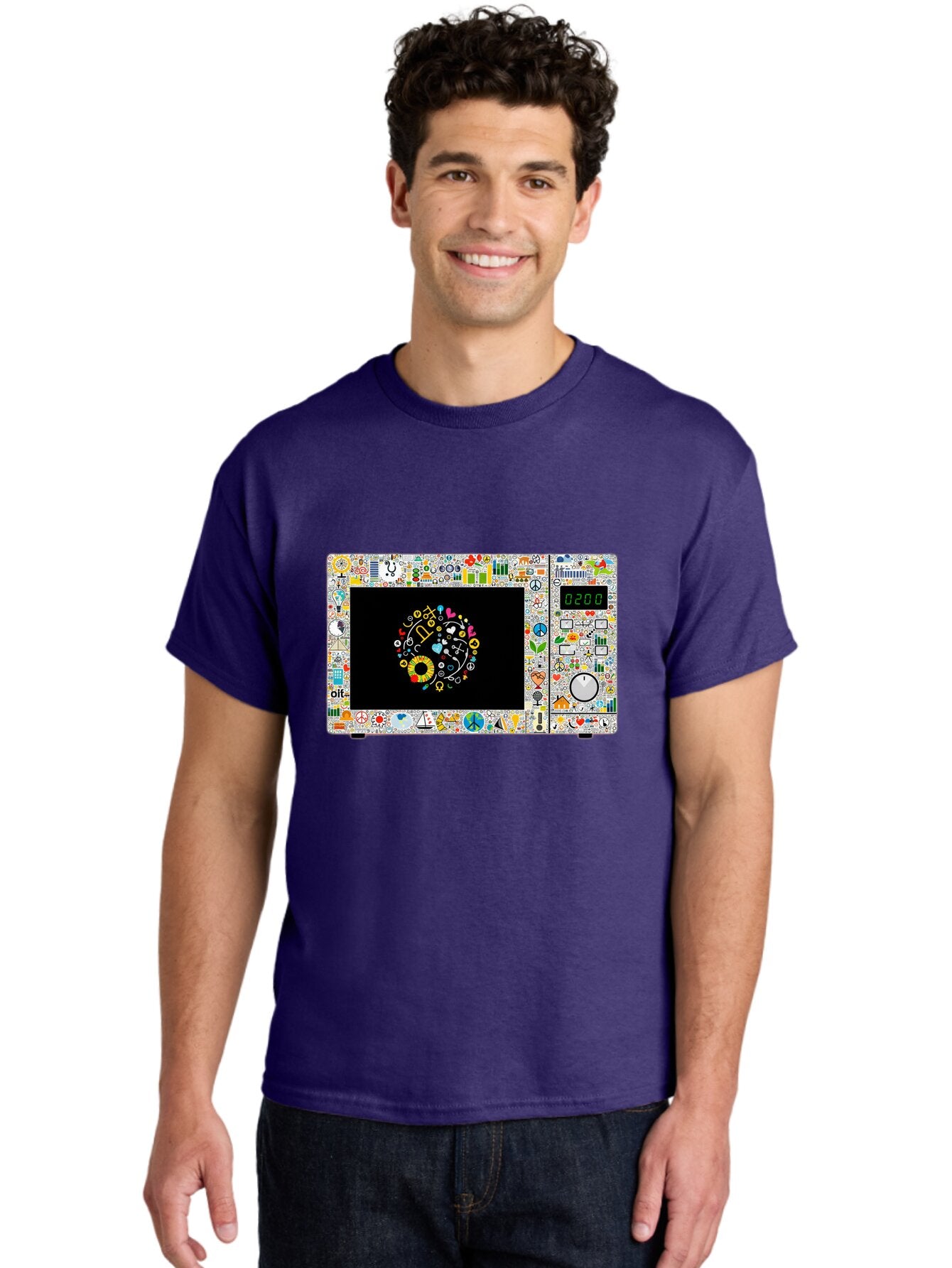 Microwave-With-Yin-Yang-Symbol Men'S Graphic Tee, 100% Cotton, Comfortable Casual Summer Wear, Machine Washable, Vintage Camera, Old Camera, Antique Camera, Black Camera, Classic Photography, Photography Equipment, Nostalgic Device, Bao653 29