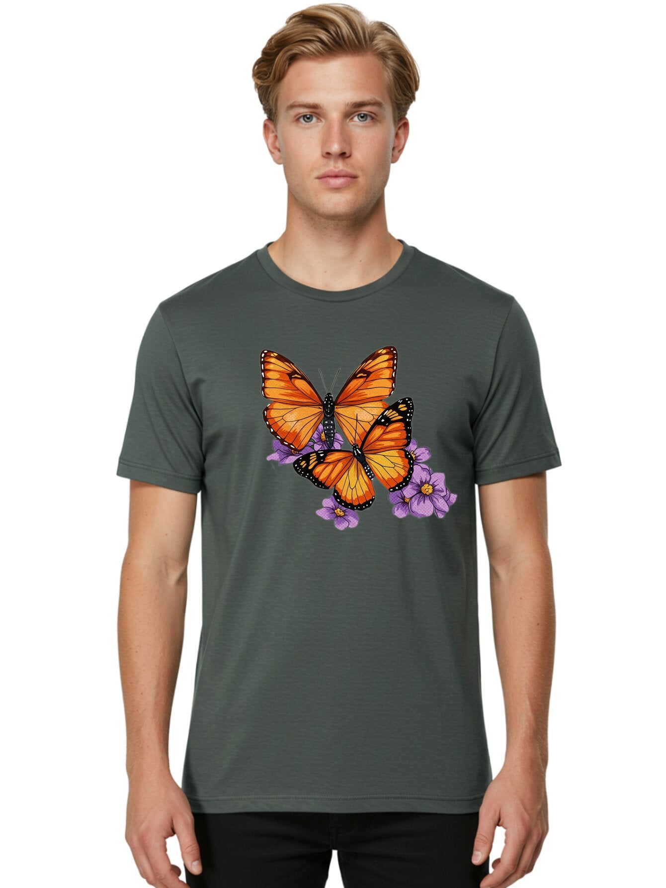 Monarch-Butterflies Men'S Graphic Tee, 100% Cotton, Comfortable Casual Summer Wear, Machine Washable, Vintage Camera, Old Camera, Antique Camera, Black Camera, Classic Photography, Photography Equipment, Nostalgic Device, Film Camera, Bao660 30