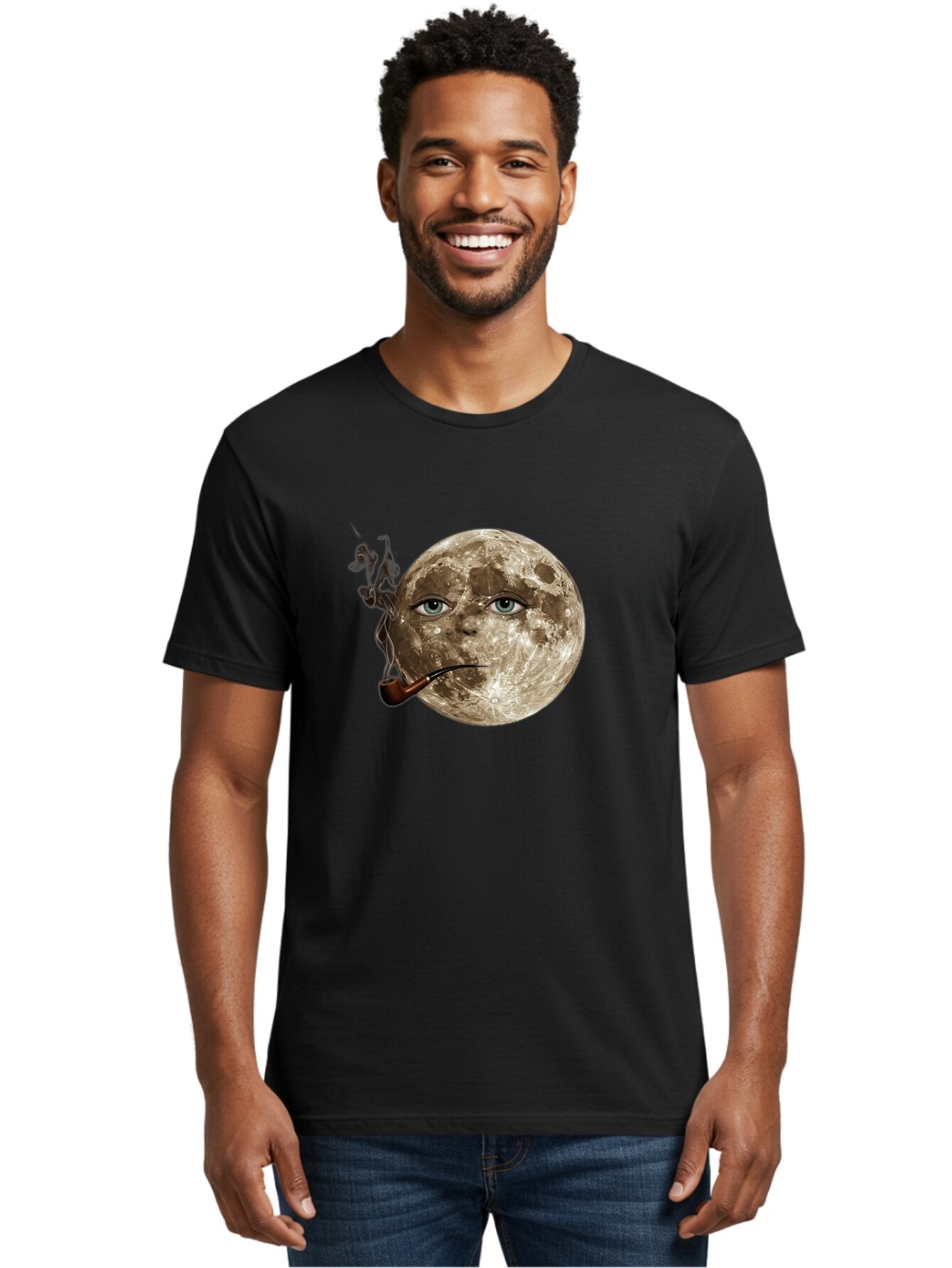 Moon-With-Eyes-And-Pipe Men'S Graphic Tee, 100% Cotton, Comfortable Casual Summer Wear, Machine Washable, Vintage Camera, Old Camera, Antique Camera, Black Camera, Classic Photography, Photography Equipment, Nostalgic Device, Film Camera, Bao672 23