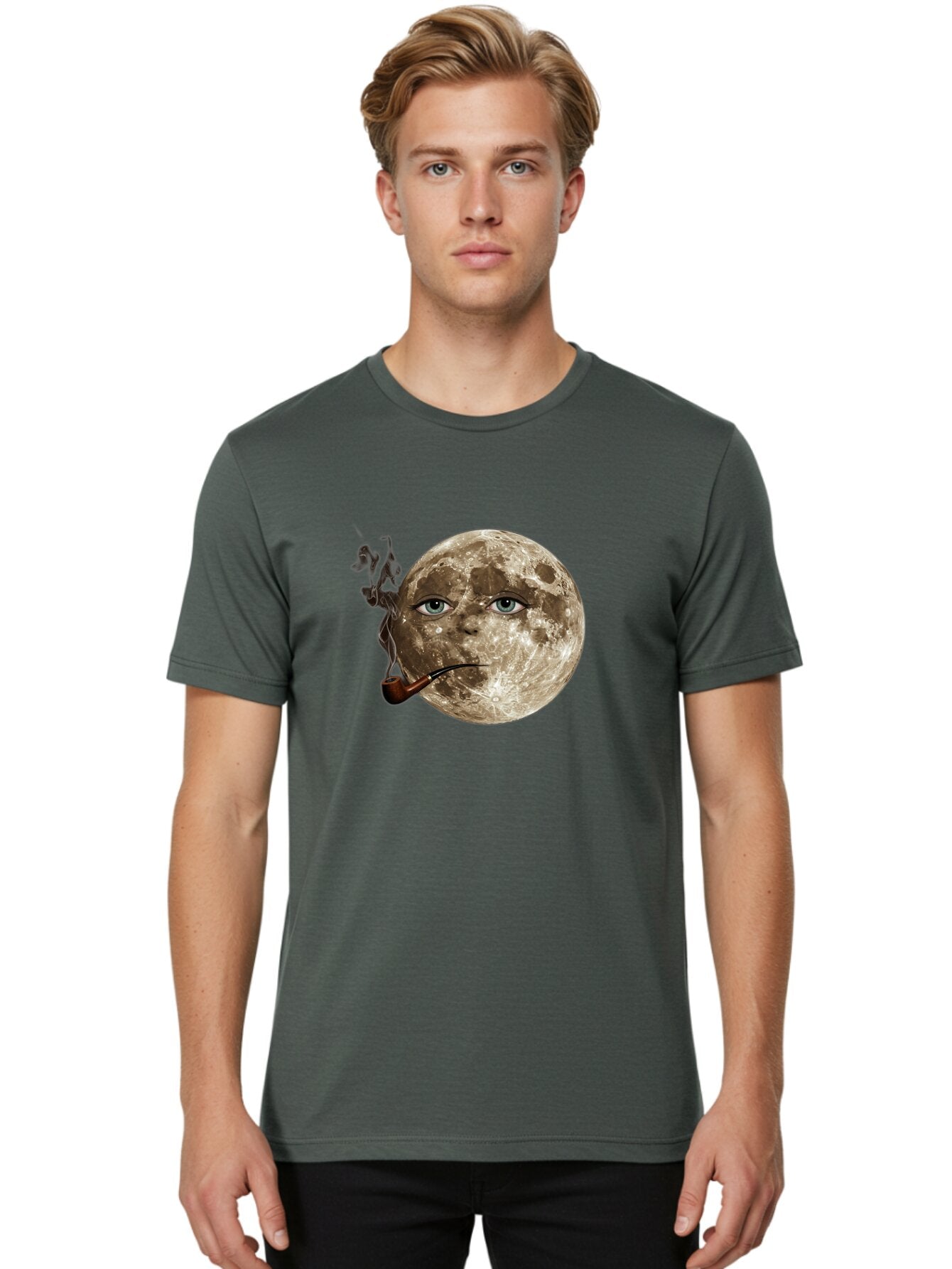 Moon-With-Eyes-And-Pipe Men'S Graphic Tee, 100% Cotton, Comfortable Casual Summer Wear, Machine Washable, Vintage Camera, Old Camera, Antique Camera, Black Camera, Classic Photography, Photography Equipment, Nostalgic Device, Film Camera, Bao672 20