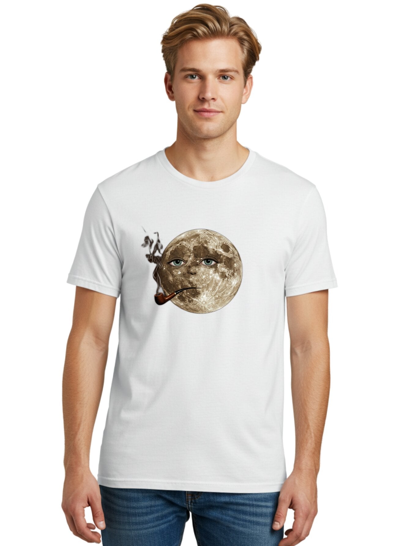 Moon-With-Eyes-And-Pipe Men'S Graphic Tee, 100% Cotton, Comfortable Casual Summer Wear, Machine Washable, Vintage Camera, Old Camera, Antique Camera, Black Camera, Classic Photography, Photography Equipment, Nostalgic Device, Film Camera, Bao672 28