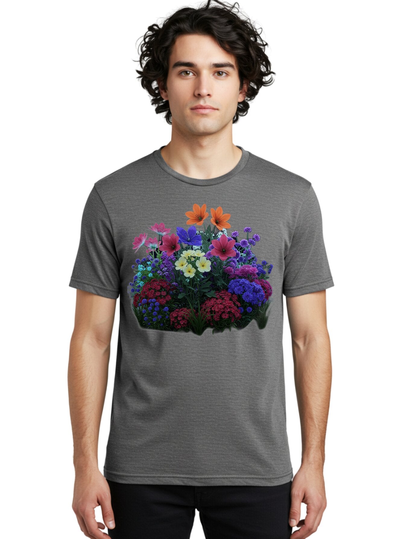 Multicolored-Flowers Men'S Graphic Tee, 100% Cotton, Comfortable Casual Summer Wear, Machine Washable, Vintage Camera, Old Camera, Antique Camera, Black Camera, Classic Photography, Photography Equipment, Nostalgic Device, Film Camera, Bao683 21