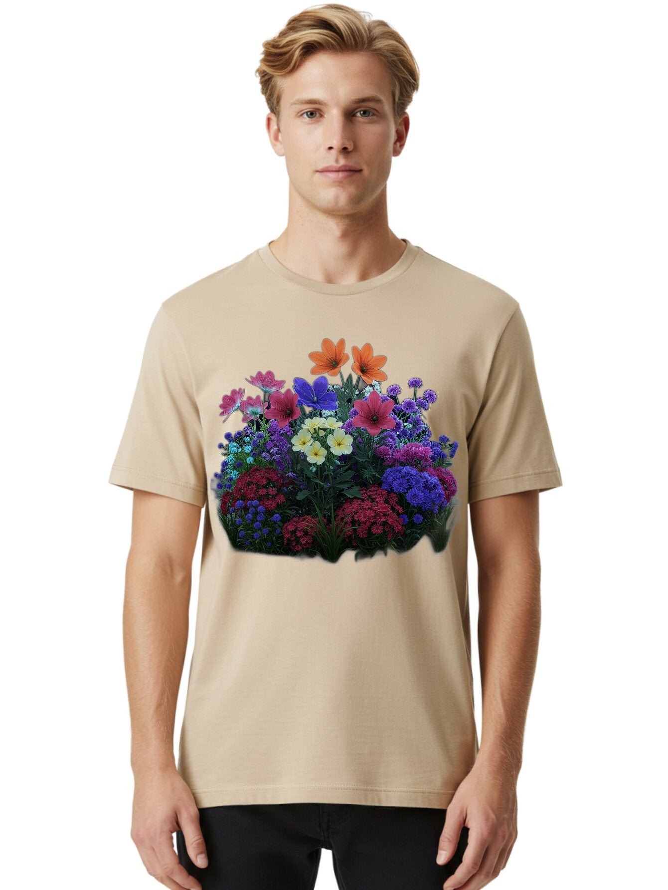 Multicolored-Flowers Men'S Graphic Tee, 100% Cotton, Comfortable Casual Summer Wear, Machine Washable, Vintage Camera, Old Camera, Antique Camera, Black Camera, Classic Photography, Photography Equipment, Nostalgic Device, Film Camera, Bao683 20