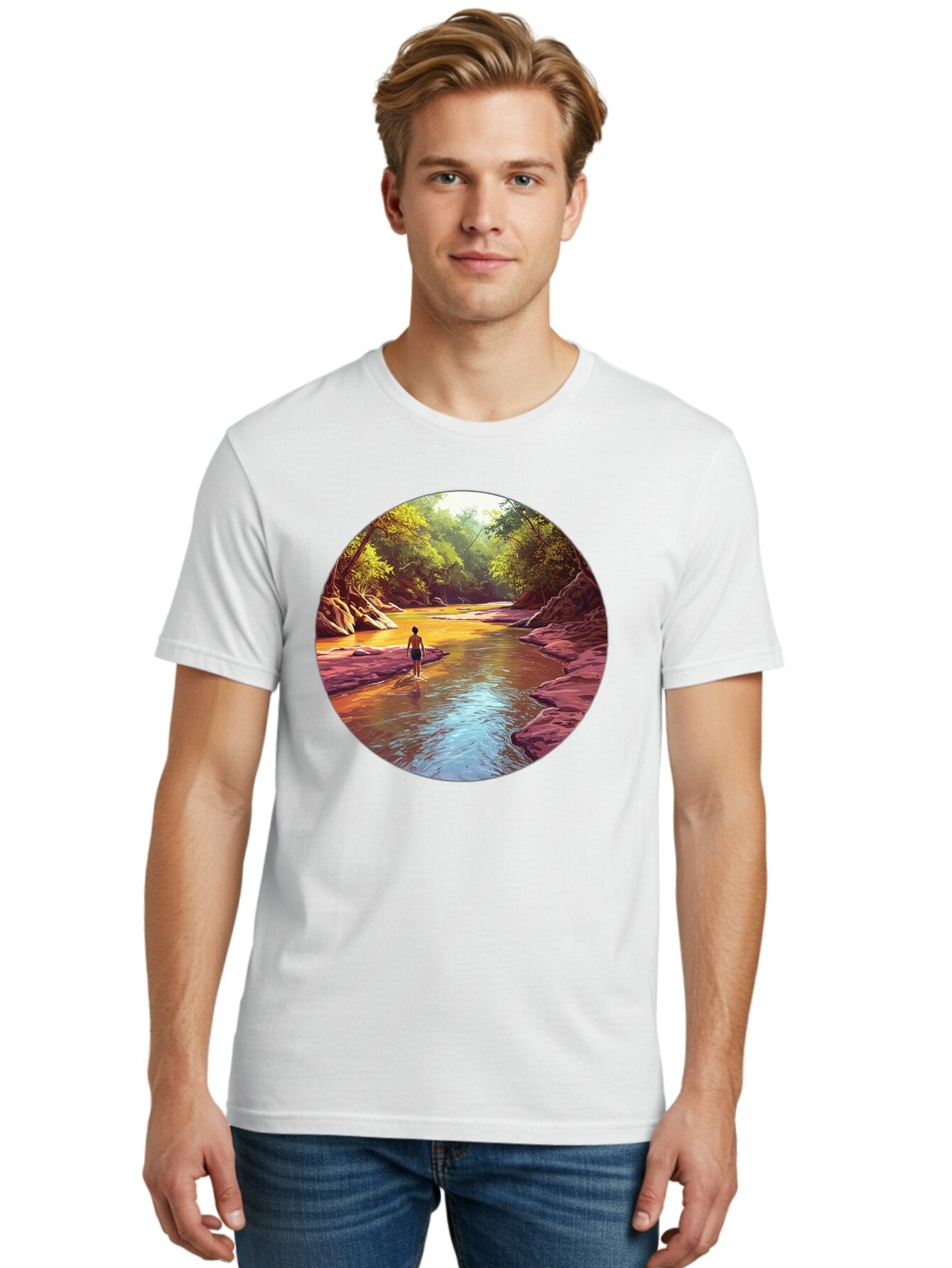 Person-In-The-River Men'S Graphic Tee, 100% Cotton, Comfortable Casual Summer Wear, Machine Washable, Vintage Camera, Old Camera, Antique Camera, Black Camera, Classic Photography, Photography Equipment, Nostalgic Device, Film Camera, Bao743 24