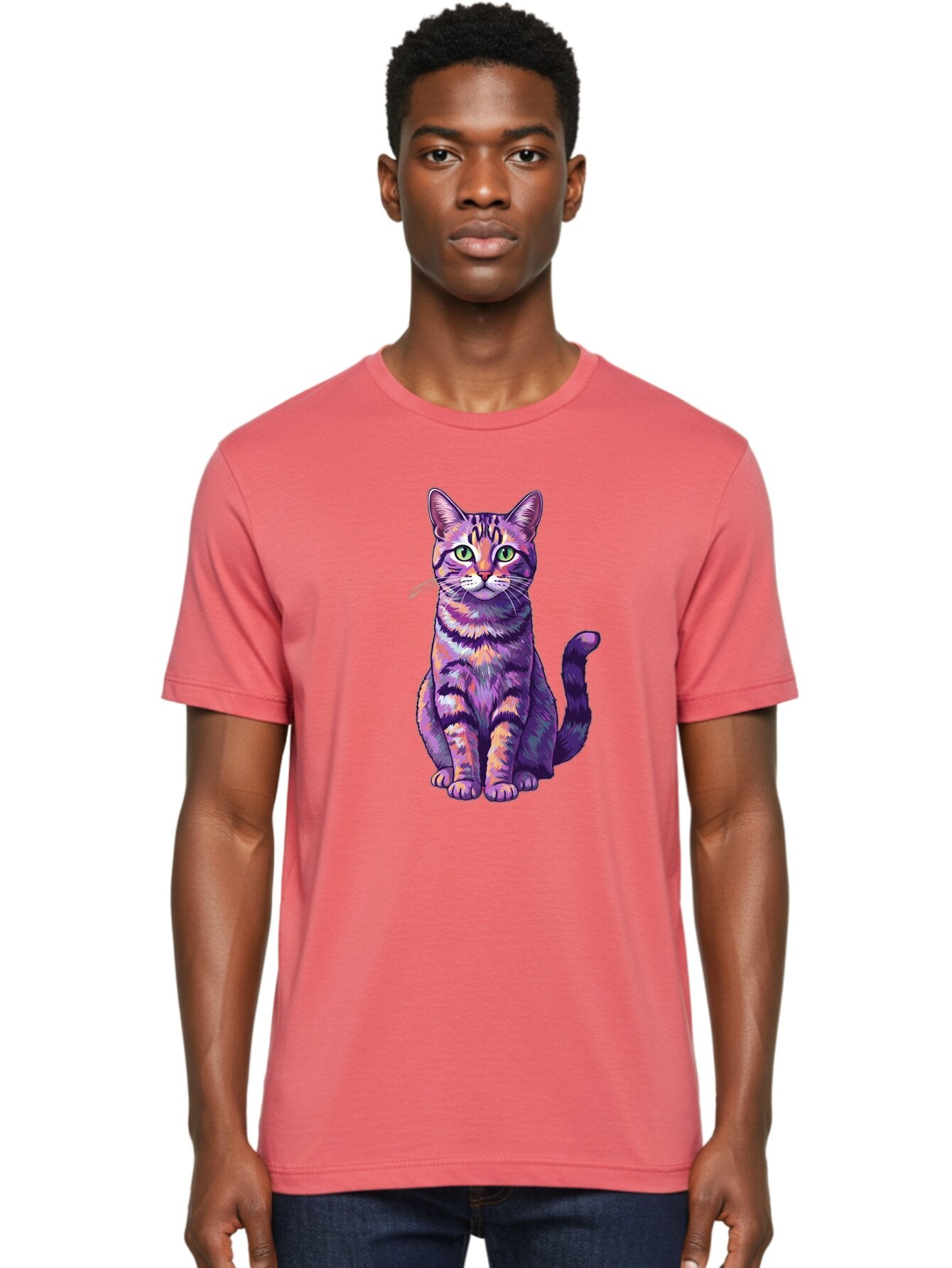 Purple-Tabby-Cat Men'S Graphic Tee, 100% Cotton, Comfortable Casual Summer Wear, Machine Washable, Vintage Camera, Old Camera, Antique Camera, Black Camera, Classic Photography, Photography Equipment, Nostalgic Device, Film Camera, Camera Art Bao776 24