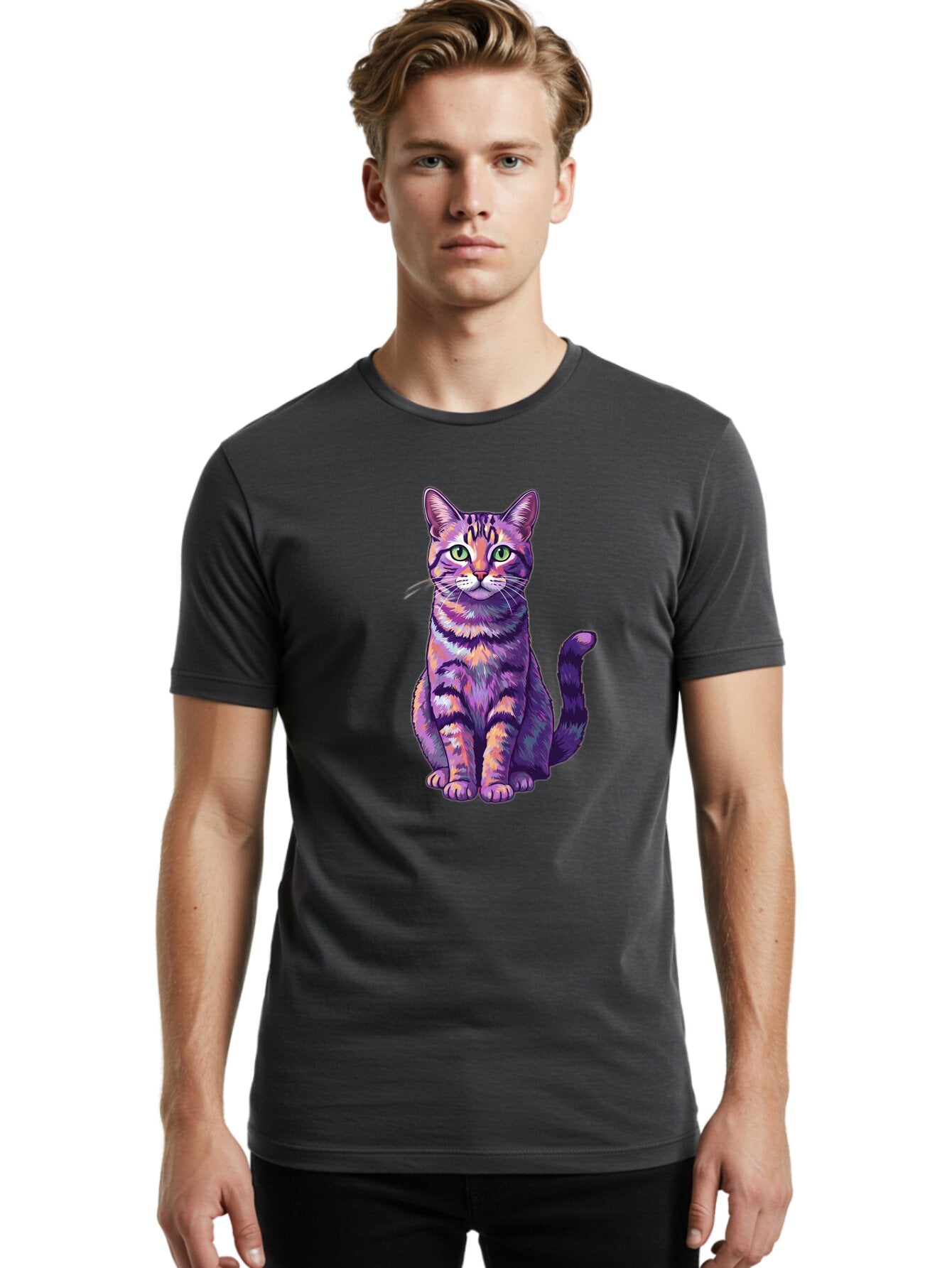 Purple-Tabby-Cat Men'S Graphic Tee, 100% Cotton, Comfortable Casual Summer Wear, Machine Washable, Vintage Camera, Old Camera, Antique Camera, Black Camera, Classic Photography, Photography Equipment, Nostalgic Device, Film Camera, Camera Art Bao776 29