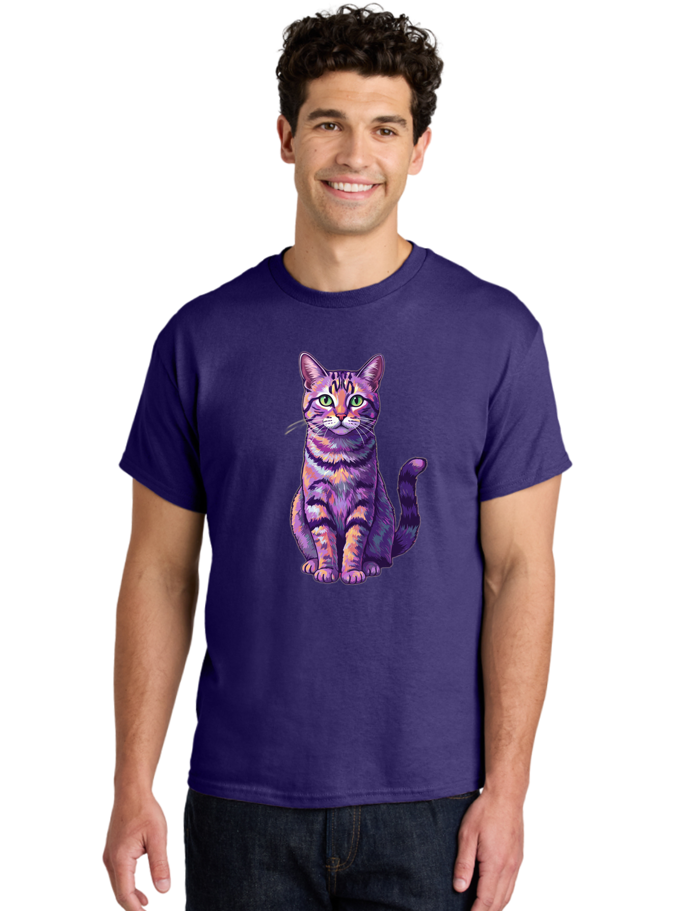 Purple-Tabby-Cat Men'S Graphic Tee, 100% Cotton, Comfortable Casual Summer Wear, Machine Washable, Vintage Camera, Old Camera, Antique Camera, Black Camera, Classic Photography, Photography Equipment, Nostalgic Device, Film Camera, Camera Art Bao776 18