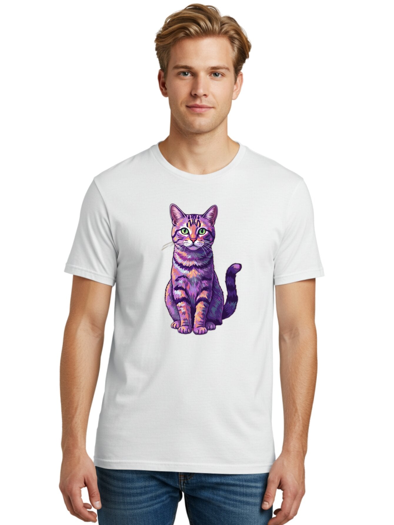 Purple-Tabby-Cat Men'S Graphic Tee, 100% Cotton, Comfortable Casual Summer Wear, Machine Washable, Vintage Camera, Old Camera, Antique Camera, Black Camera, Classic Photography, Photography Equipment, Nostalgic Device, Film Camera, Camera Art Bao776 19