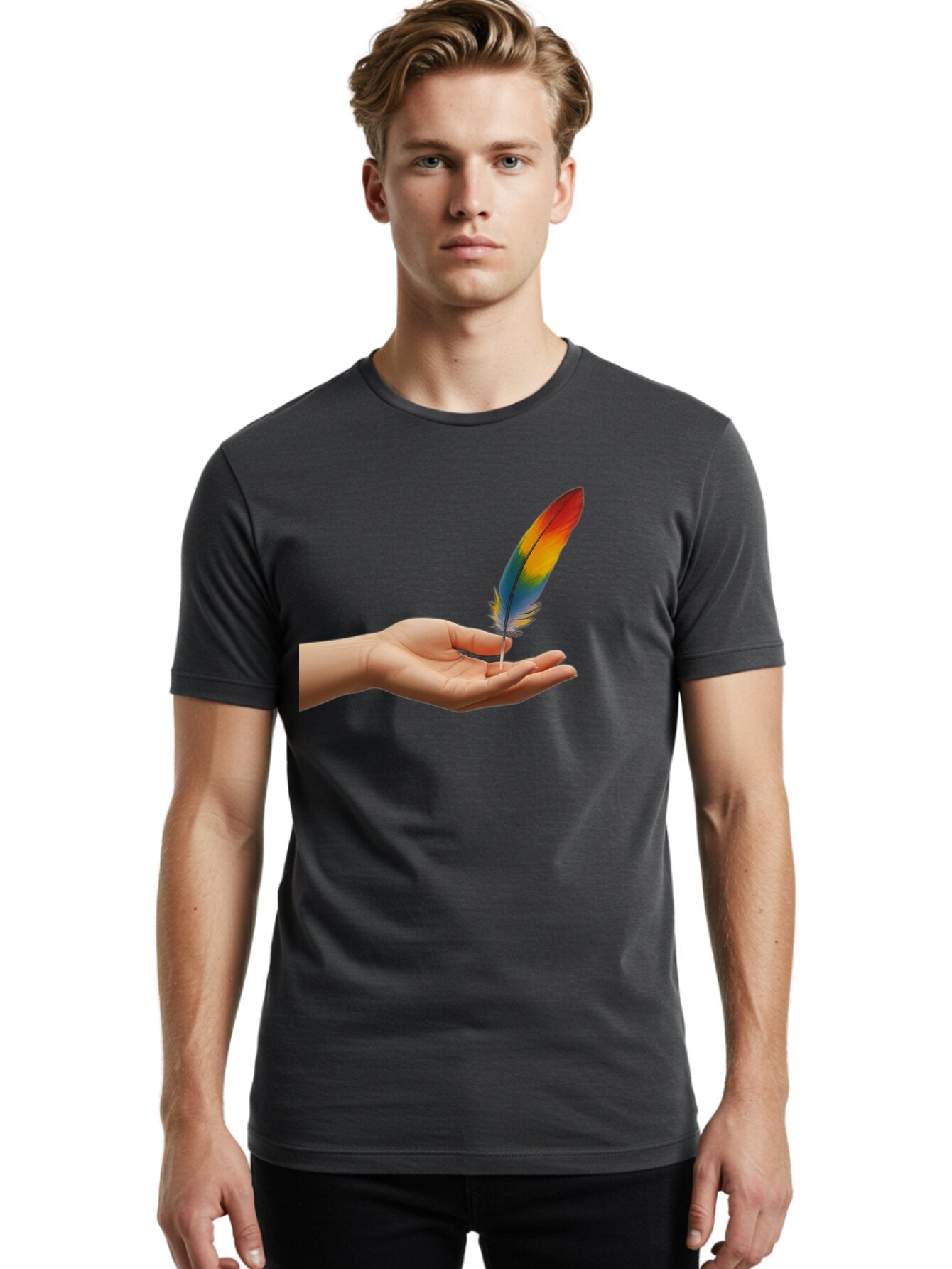 Rainbow-Feather Men'S Graphic Tee, 100% Cotton, Comfortable Casual Summer Wear, Machine Washable, Vintage Camera, Old Camera, Antique Camera, Black Camera, Classic Photography, Photography Equipment, Nostalgic Device, Film Camera, Camera Art Bao780 24