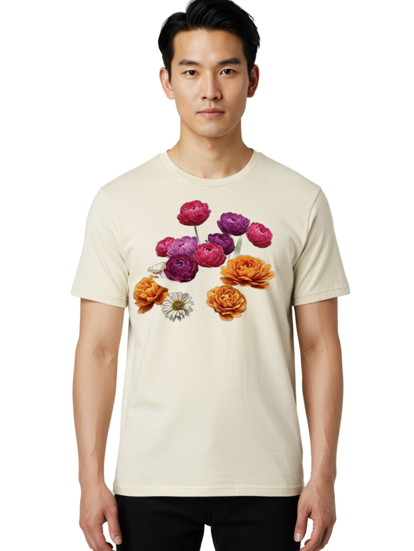 Ranunculus-Flowers Men'S Graphic Tee, 100% Cotton, Comfortable Casual Summer Wear, Machine Washable, Vintage Camera, Old Camera, Antique Camera, Black Camera, Classic Photography, Photography Equipment, Nostalgic Device, Film Camera, Bao783 27