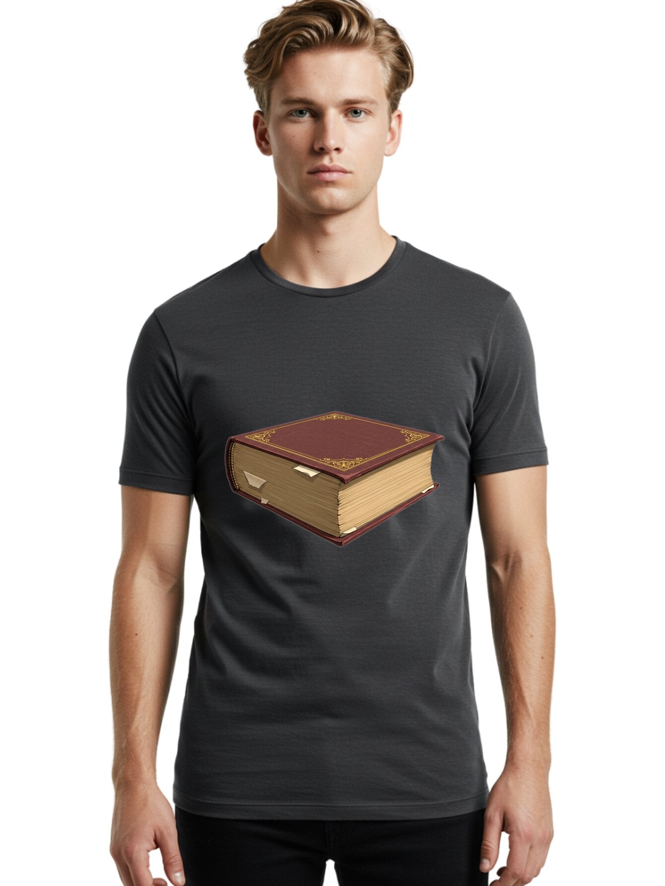 Red-Leather-Bound-Book Men'S Graphic Tee, 100% Cotton, Comfortable Casual Summer Wear, Machine Washable, Vintage Camera, Old Camera, Antique Camera, Black Camera, Classic Photography, Photography Equipment, Nostalgic Device, Film Camera, Bao797 27