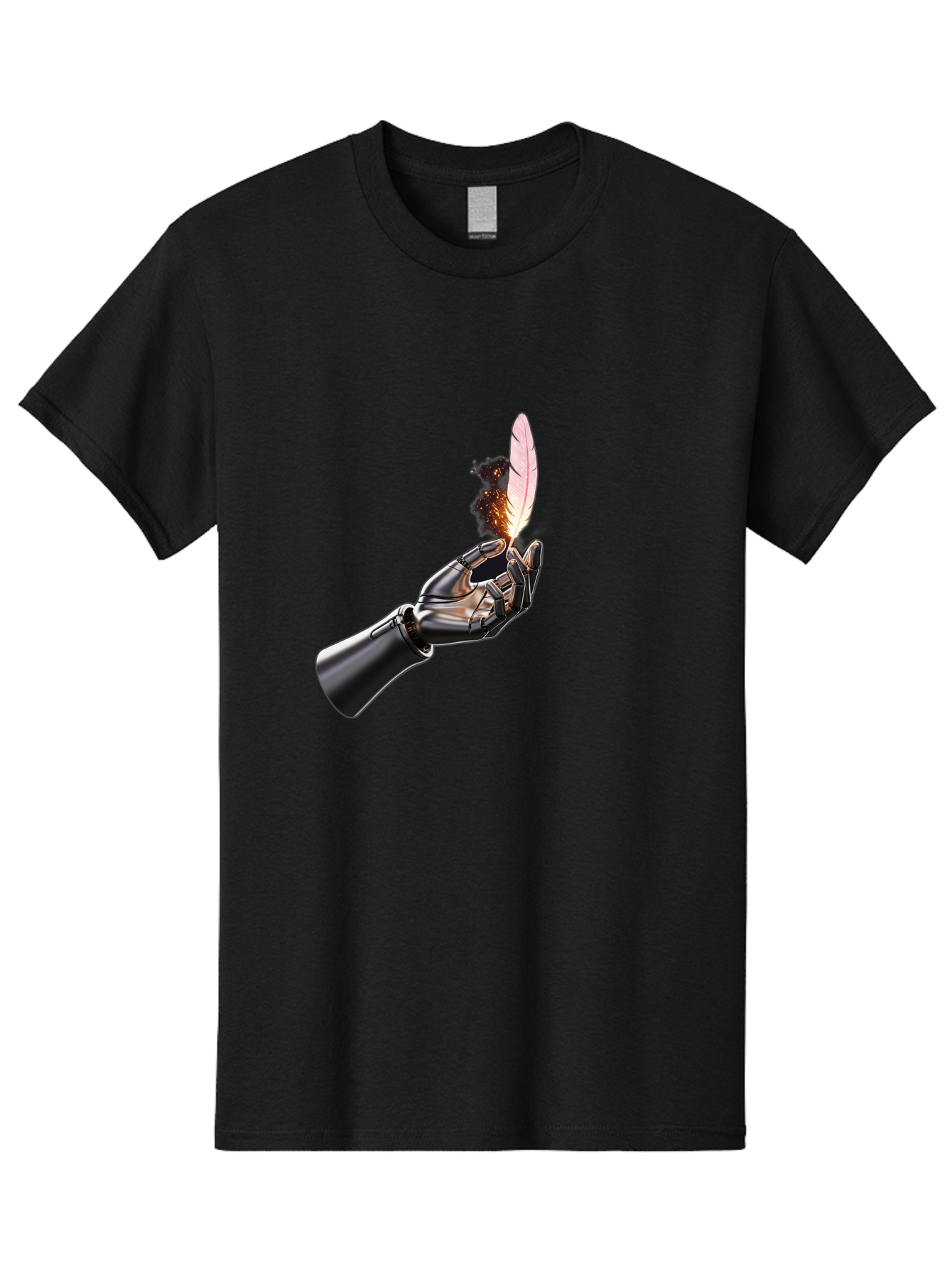 Robot-Hand-Holding-Feather-1 Men'S Graphic Tee, 100% Cotton, Comfortable Casual Summer Wear, Machine Washable, Vintage Camera, Old Camera, Antique Camera, Black Camera, Classic Photography, Photography Equipment, Nostalgic Device, Film Camera, Bao802 7
