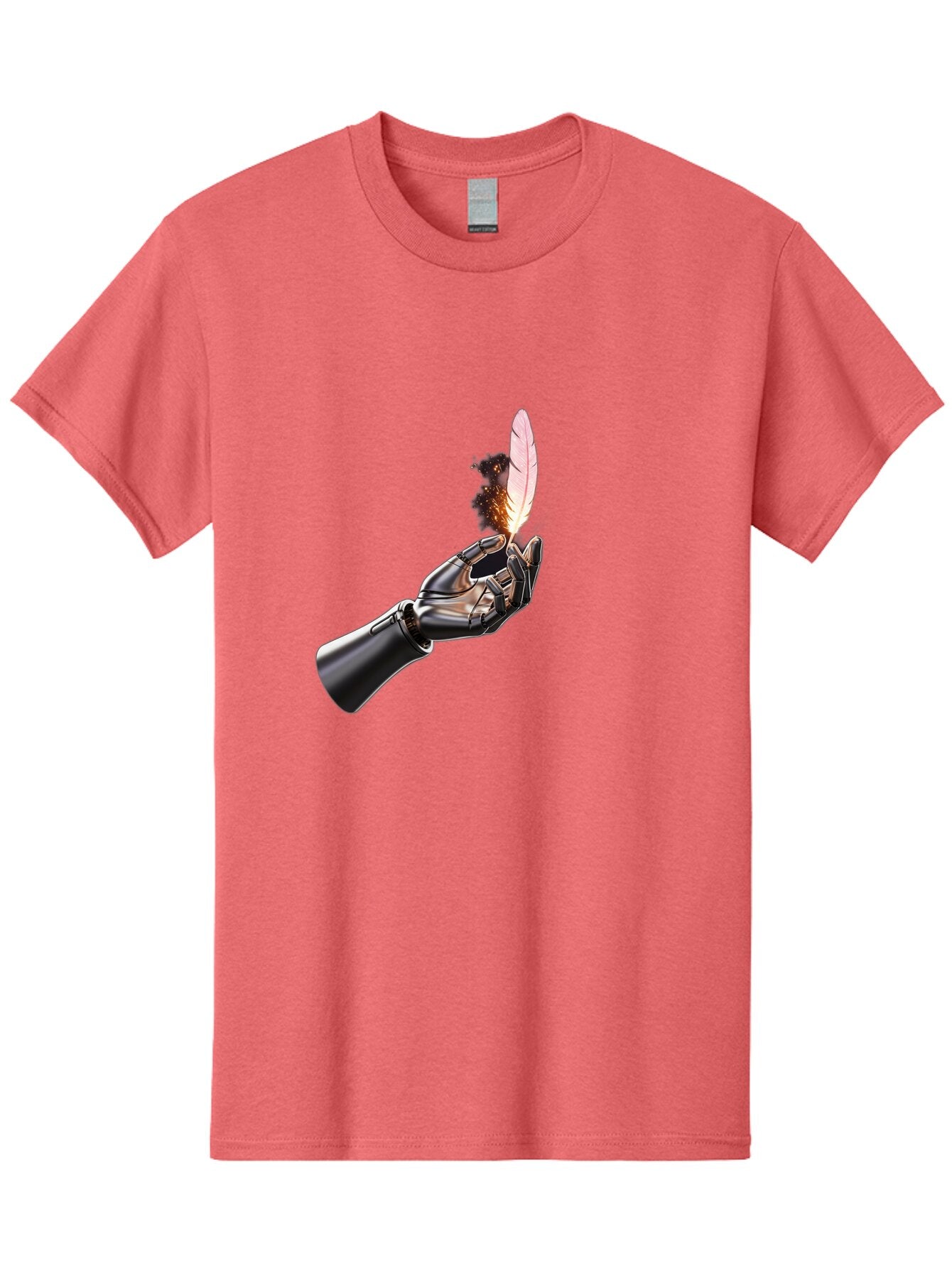 Robot-Hand-Holding-Feather-1 Men'S Graphic Tee, 100% Cotton, Comfortable Casual Summer Wear, Machine Washable, Vintage Camera, Old Camera, Antique Camera, Black Camera, Classic Photography, Photography Equipment, Nostalgic Device, Film Camera, Bao802