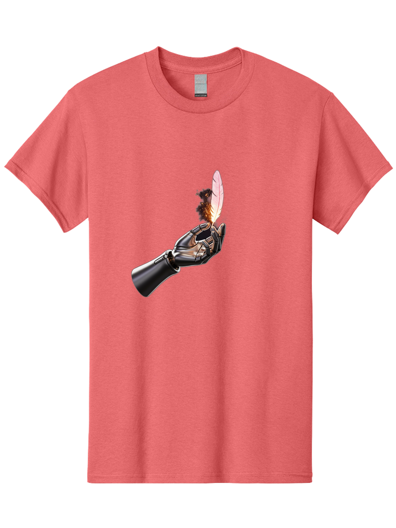 Robot-Hand-Holding-Feather-1 Men'S Graphic Tee, 100% Cotton, Comfortable Casual Summer Wear, Machine Washable, Vintage Camera, Old Camera, Antique Camera, Black Camera, Classic Photography, Photography Equipment, Nostalgic Device, Film Camera, Bao802 10