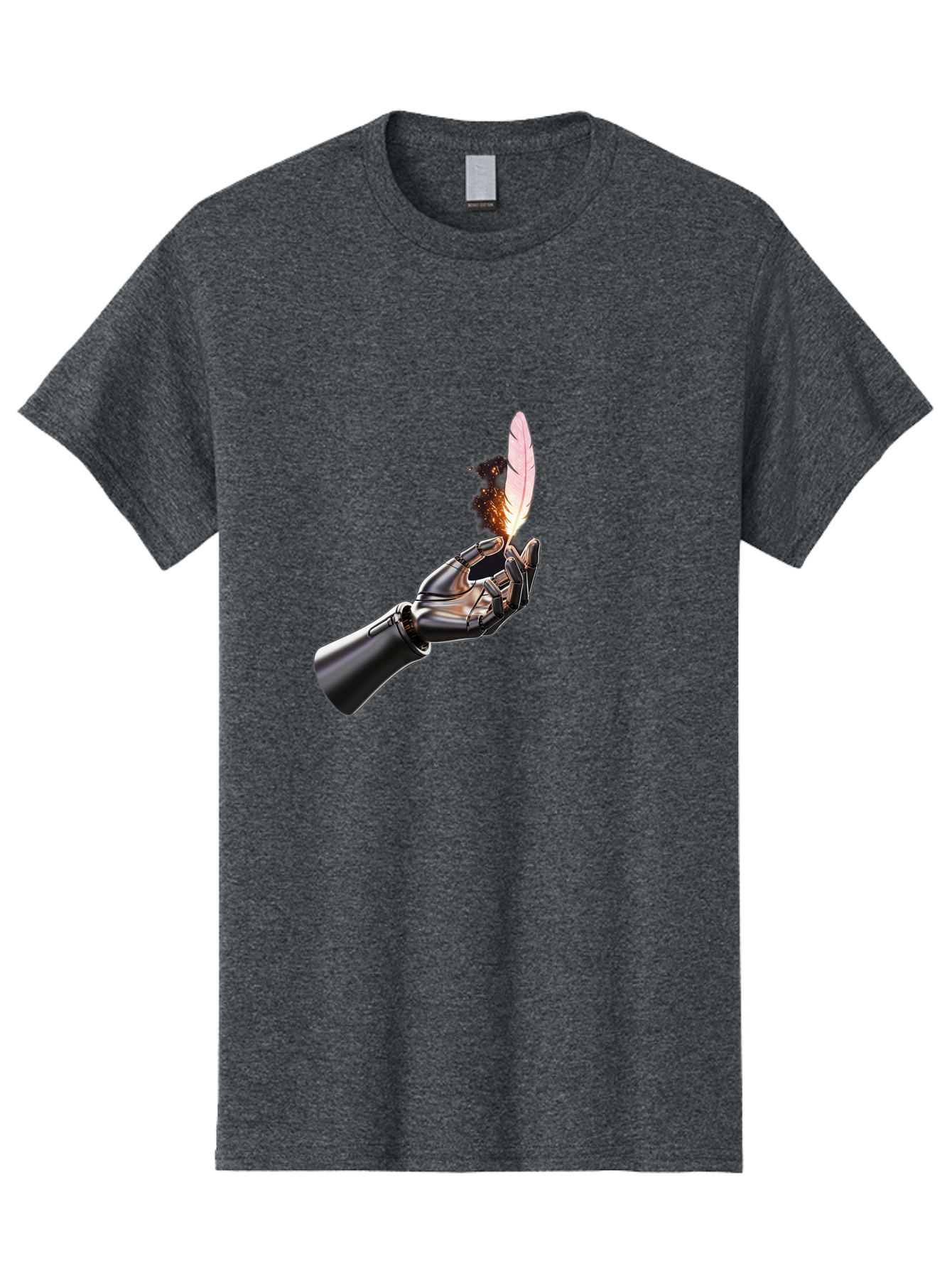 Robot-Hand-Holding-Feather-1 Men'S Graphic Tee, 100% Cotton, Comfortable Casual Summer Wear, Machine Washable, Vintage Camera, Old Camera, Antique Camera, Black Camera, Classic Photography, Photography Equipment, Nostalgic Device, Film Camera, Bao802 13