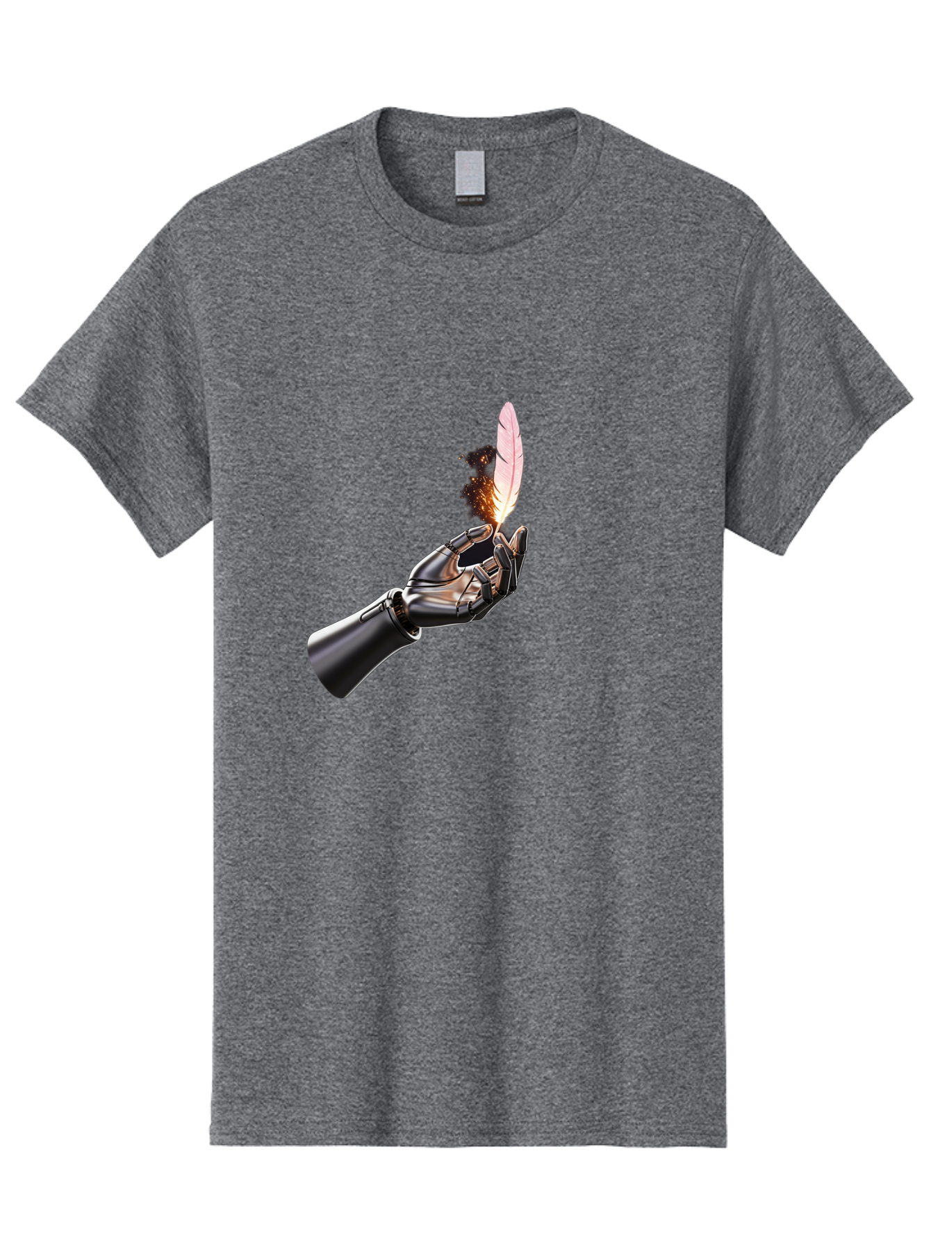 Robot-Hand-Holding-Feather-1 Men'S Graphic Tee, 100% Cotton, Comfortable Casual Summer Wear, Machine Washable, Vintage Camera, Old Camera, Antique Camera, Black Camera, Classic Photography, Photography Equipment, Nostalgic Device, Film Camera, Bao802 12
