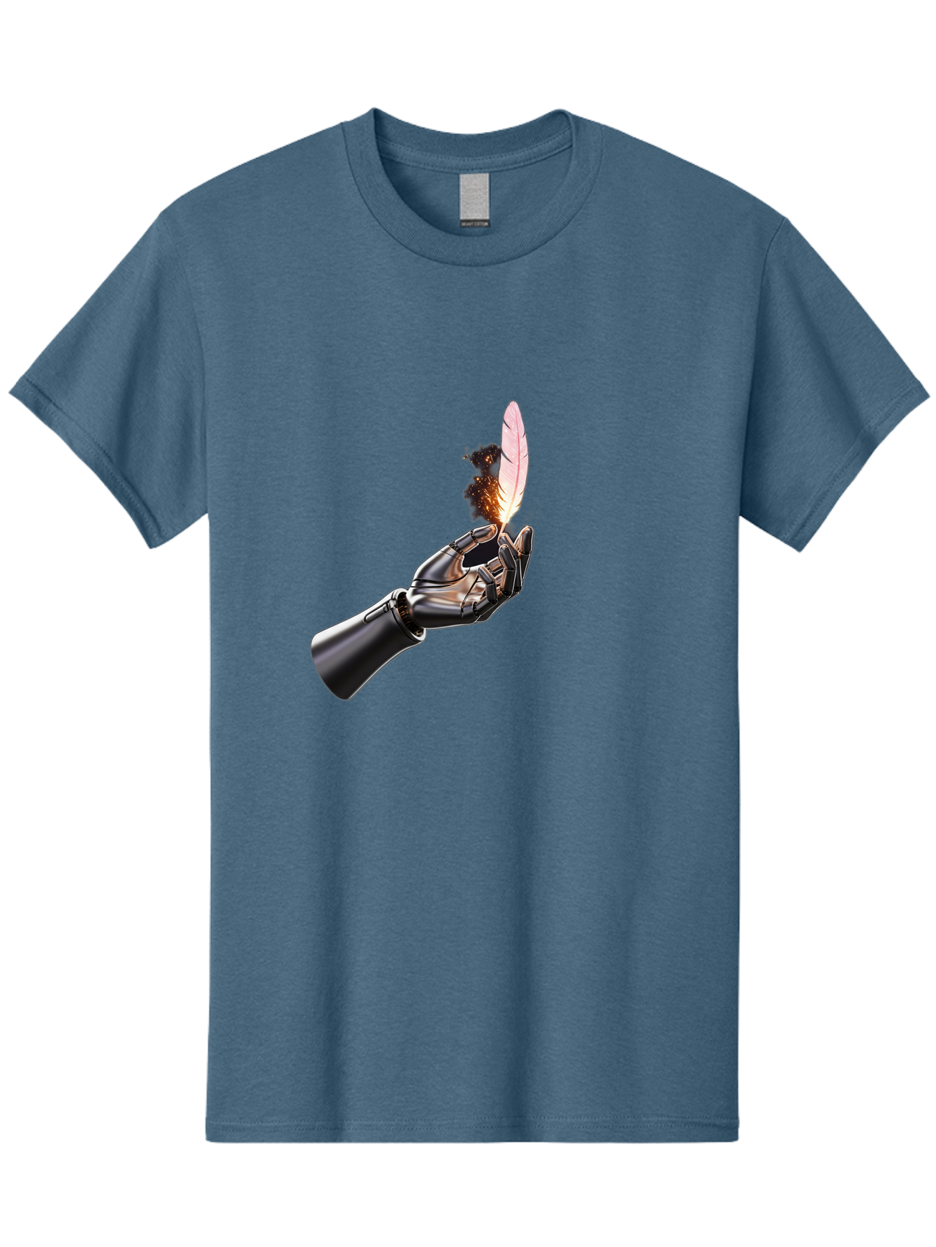 Robot-Hand-Holding-Feather-1 Men'S Graphic Tee, 100% Cotton, Comfortable Casual Summer Wear, Machine Washable, Vintage Camera, Old Camera, Antique Camera, Black Camera, Classic Photography, Photography Equipment, Nostalgic Device, Film Camera, Bao802 3